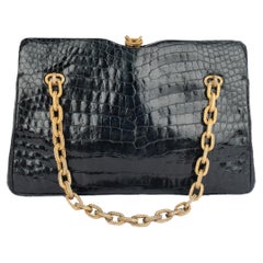 Morabito black crocodile bag