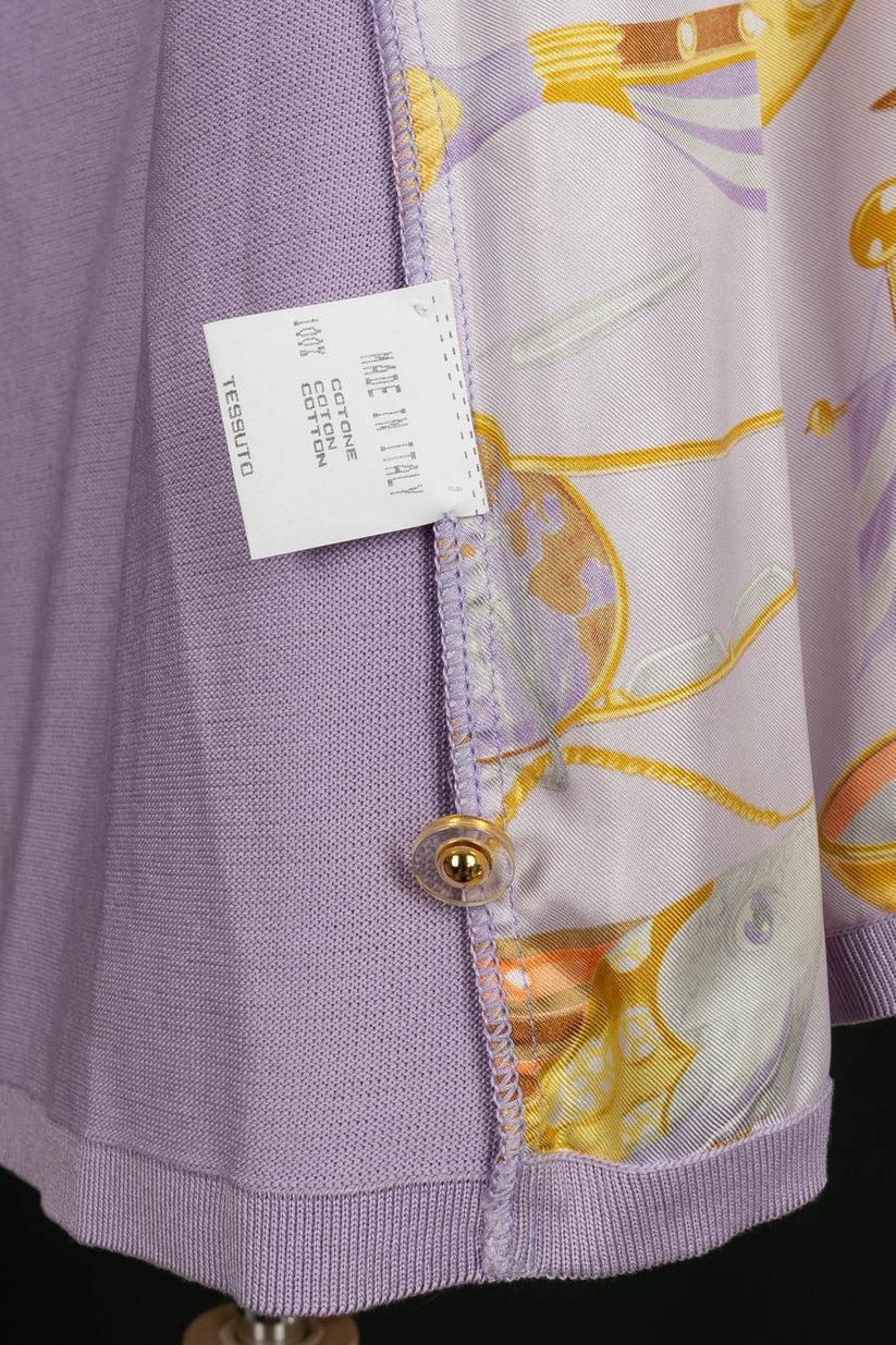 Cardigan Morabito en coton et soie de couleur Parma imprimé d'un motif marin Pour femmes en vente