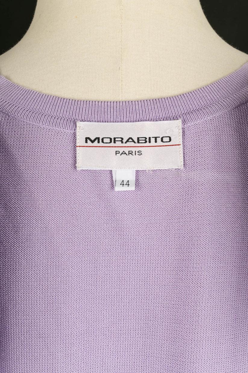 Cardigan Morabito en coton et soie de couleur Parma imprimé d'un motif marin en vente 1