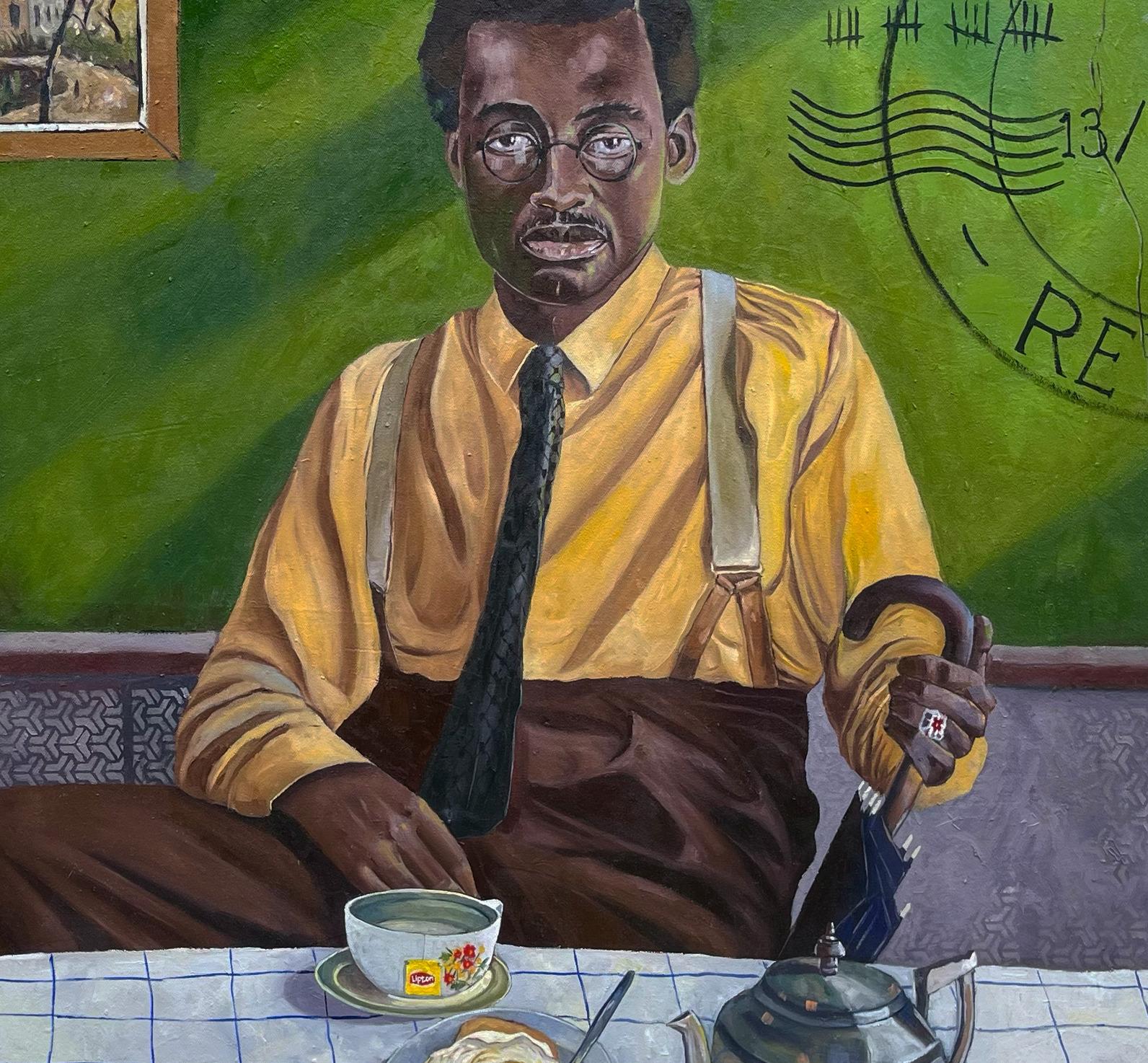 A Gentleman's Morning -21. Jahrhundert, Zeitgenössisch, Figuratives Porträt, Afrika im Angebot 2