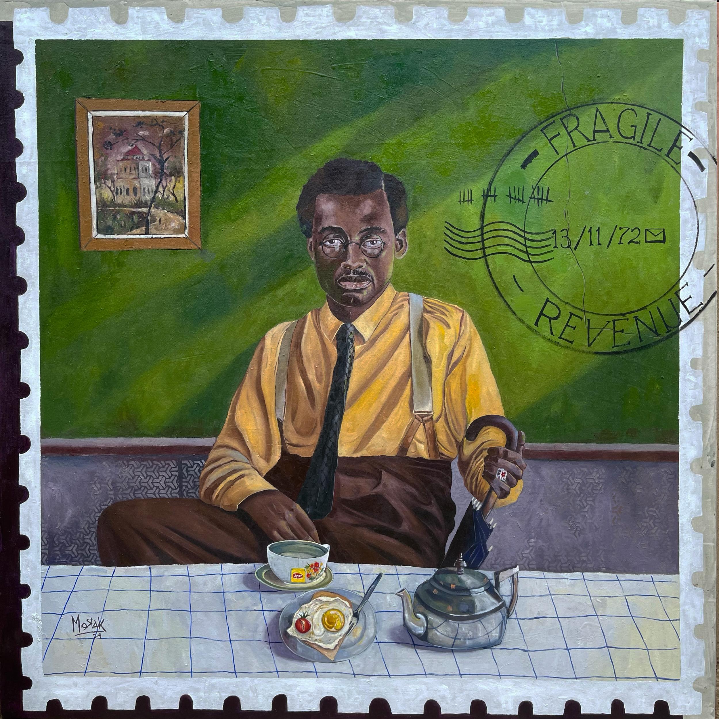 Morakinyo Femi Figurative Painting – A Gentleman's Morning -21. Jahrhundert, Zeitgenössisch, Figuratives Porträt, Afrika