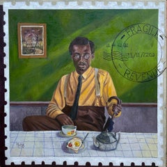 La mañana de un caballero -Siglo XXI, Contemporáneo, Retrato figurativo, África