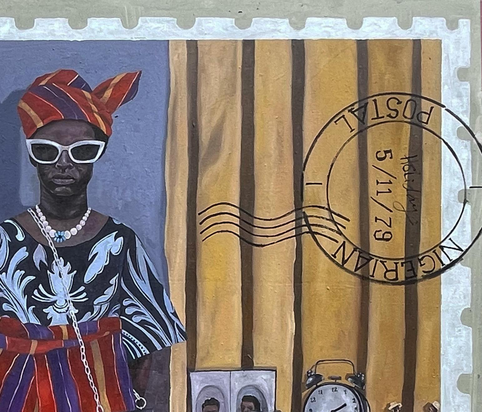 Associazione Giorno 2 - 21° secolo, Contemporaneo, Figurativo, Donne, Africa Home - Figurative Painting Grigio di Morakinyo Femi