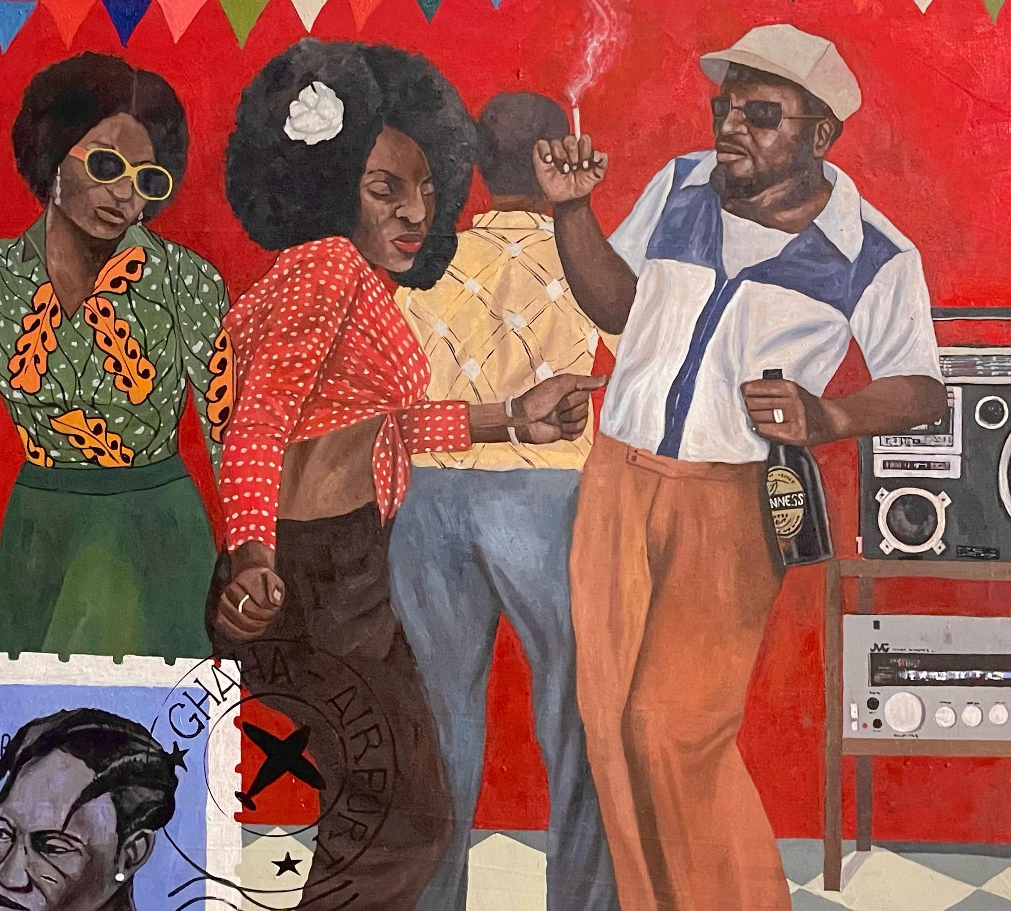 Disco Night - 21e siècle, Contemporain, Figuratif, Afrique Party, Love, People en vente 2