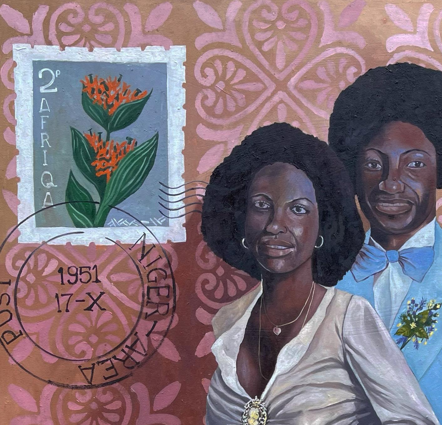 Matrimonio - Siglo XXI, Contemporáneo, Figurativo, Mujer, África, Amor, Parejas - Painting de Morakinyo Femi