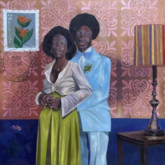 Matrimonio - Siglo XXI, Contemporáneo, Figurativo, Mujer, África, Amor, Parejas