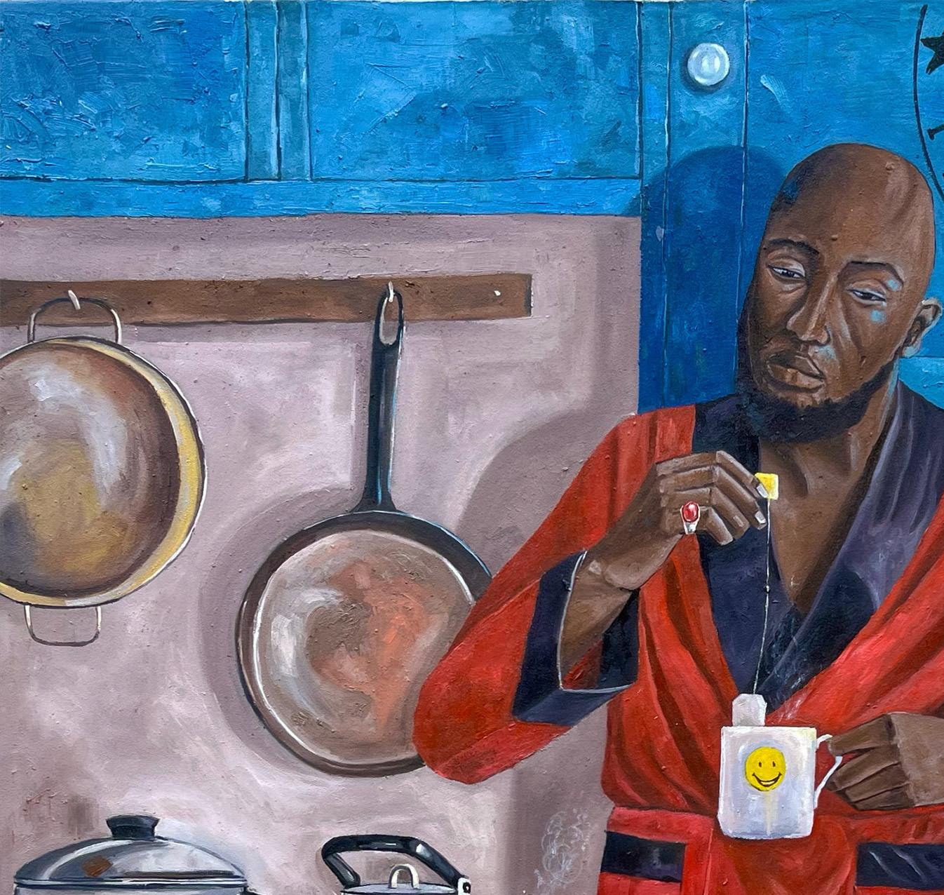 Rise and Shine - 21° secolo, Contemporaneo, Figurativo, Africa, Caffè, Persone - Painting di Morakinyo Femi