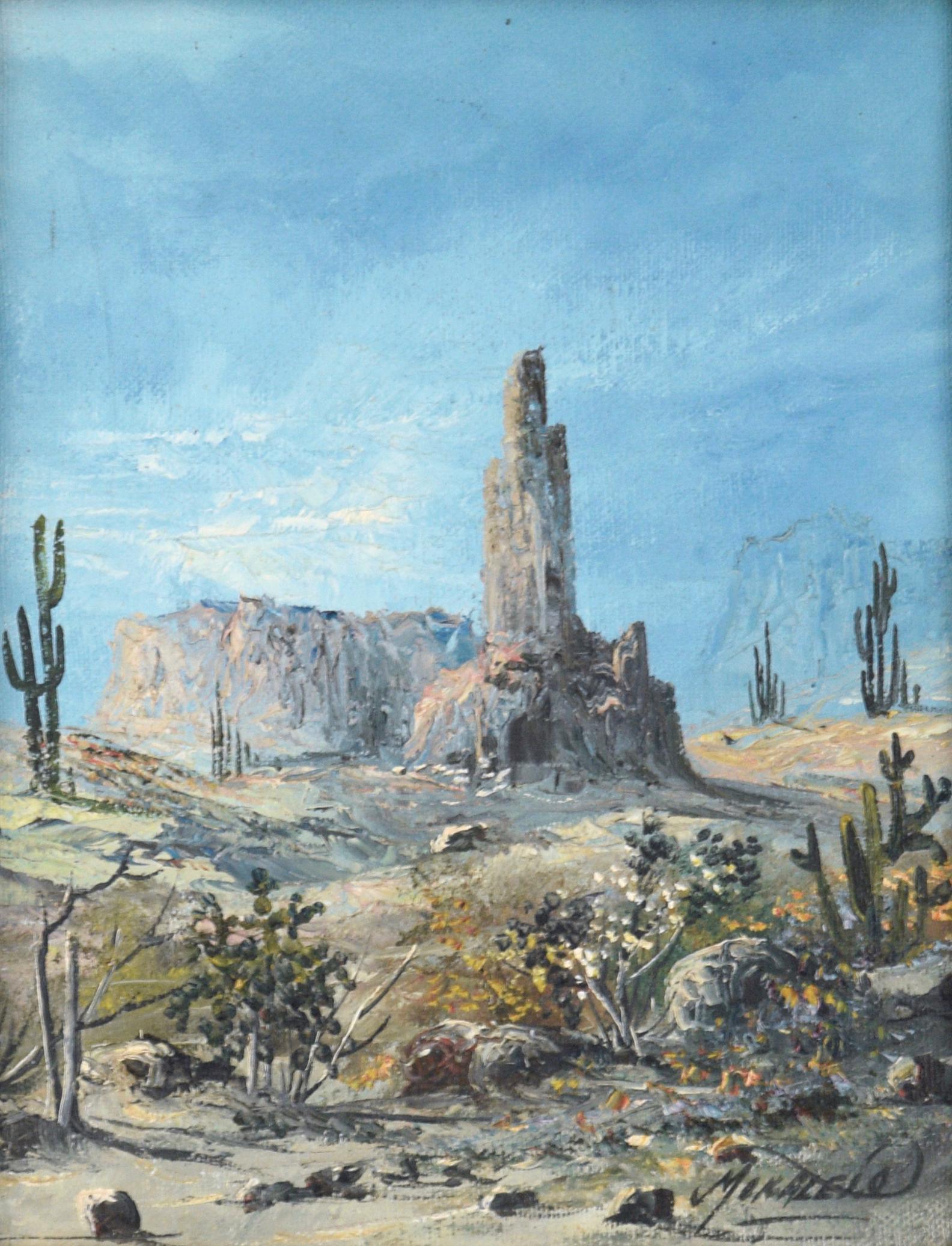 Desert Monuments - Textured Landscape - Painting by Moralelo
