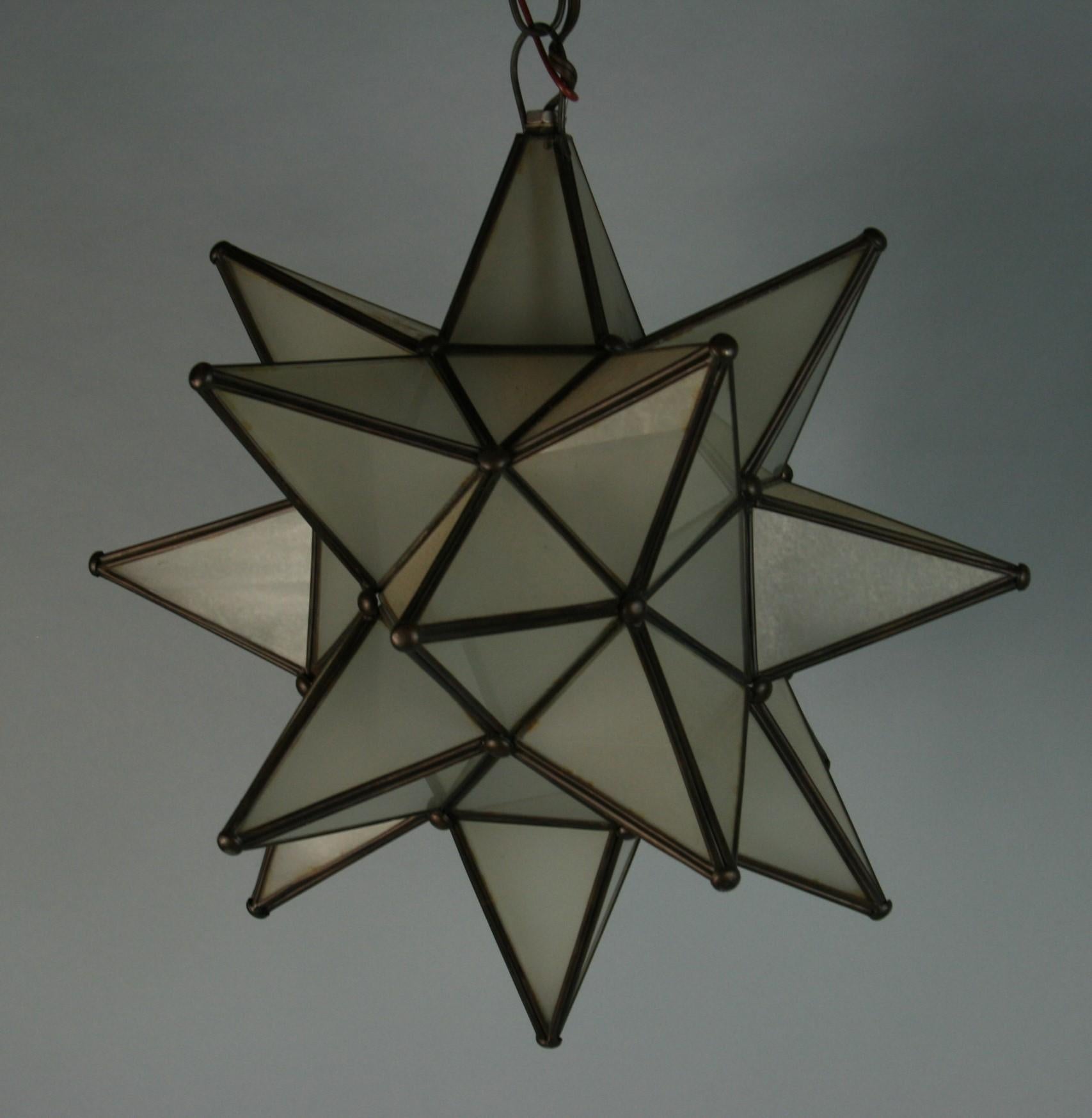 Late 20th Century Moravian Star Frosted Glass Pendant '2 available'