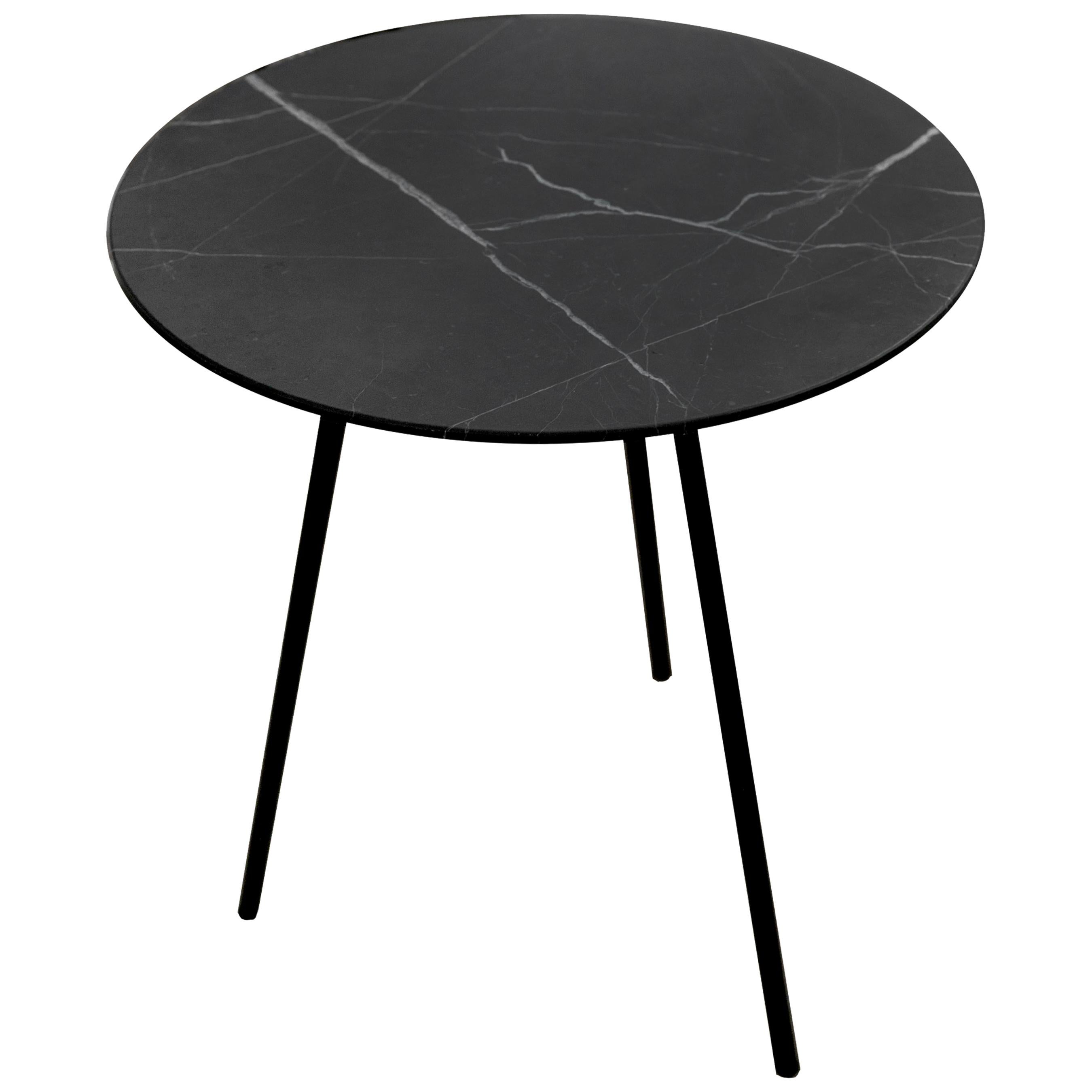 Moray Steel and Black Marble Large Side Table