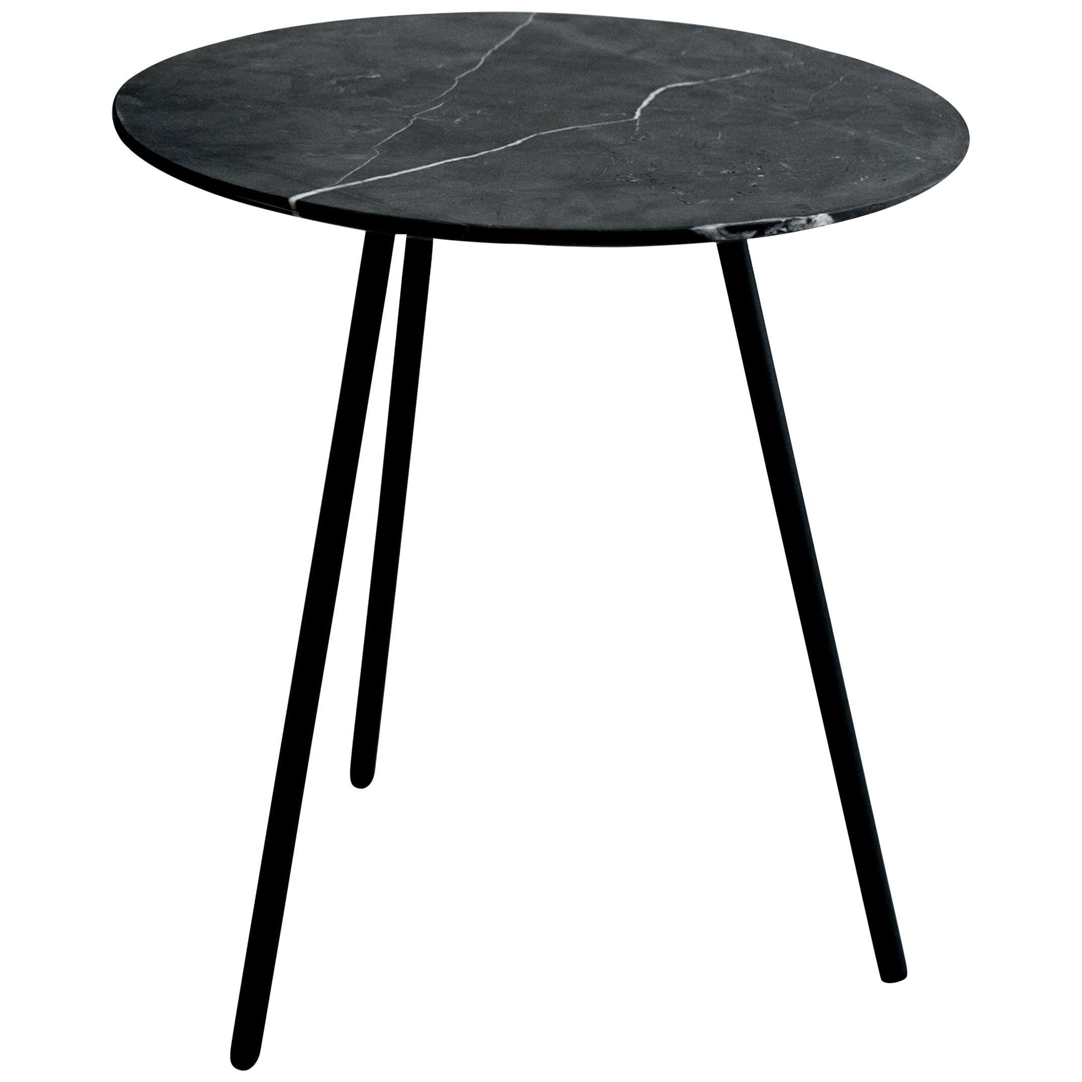 Moray Steel and Black Marble Small Side Table For Sale