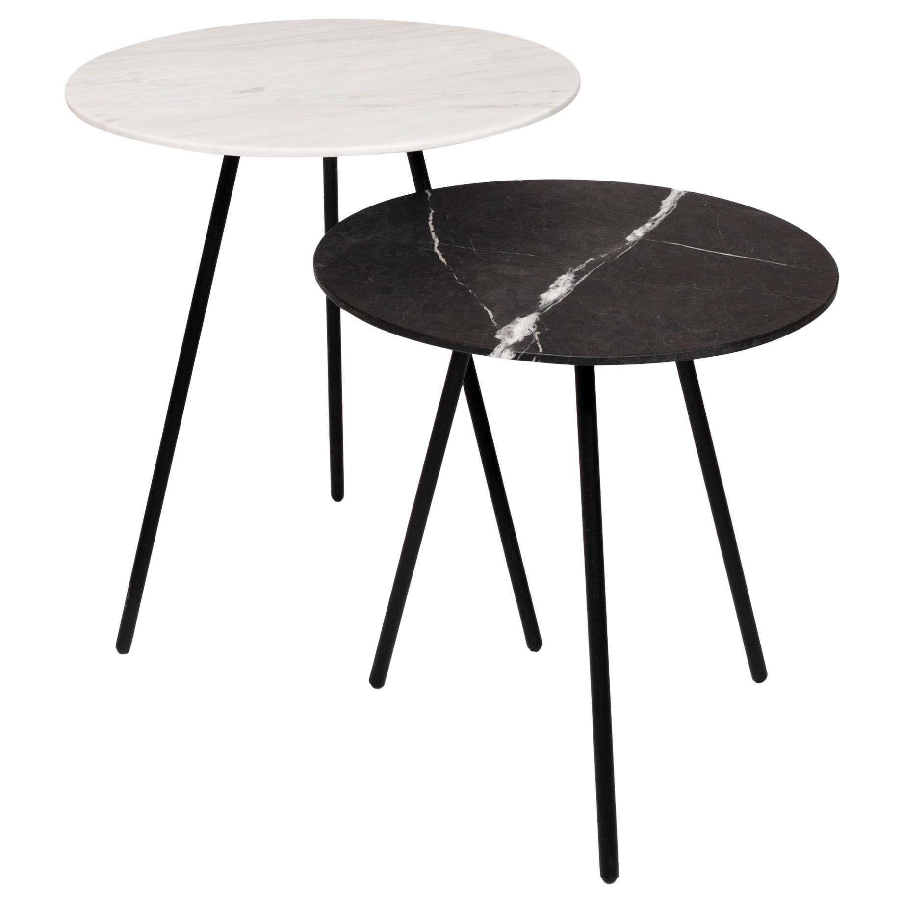 Moray steel and marble Side Tables set
