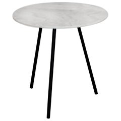 Moray Steel and White Marble Small Side Table