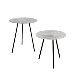 Two Moray steel and one of a kind white marble Side Tables set 02