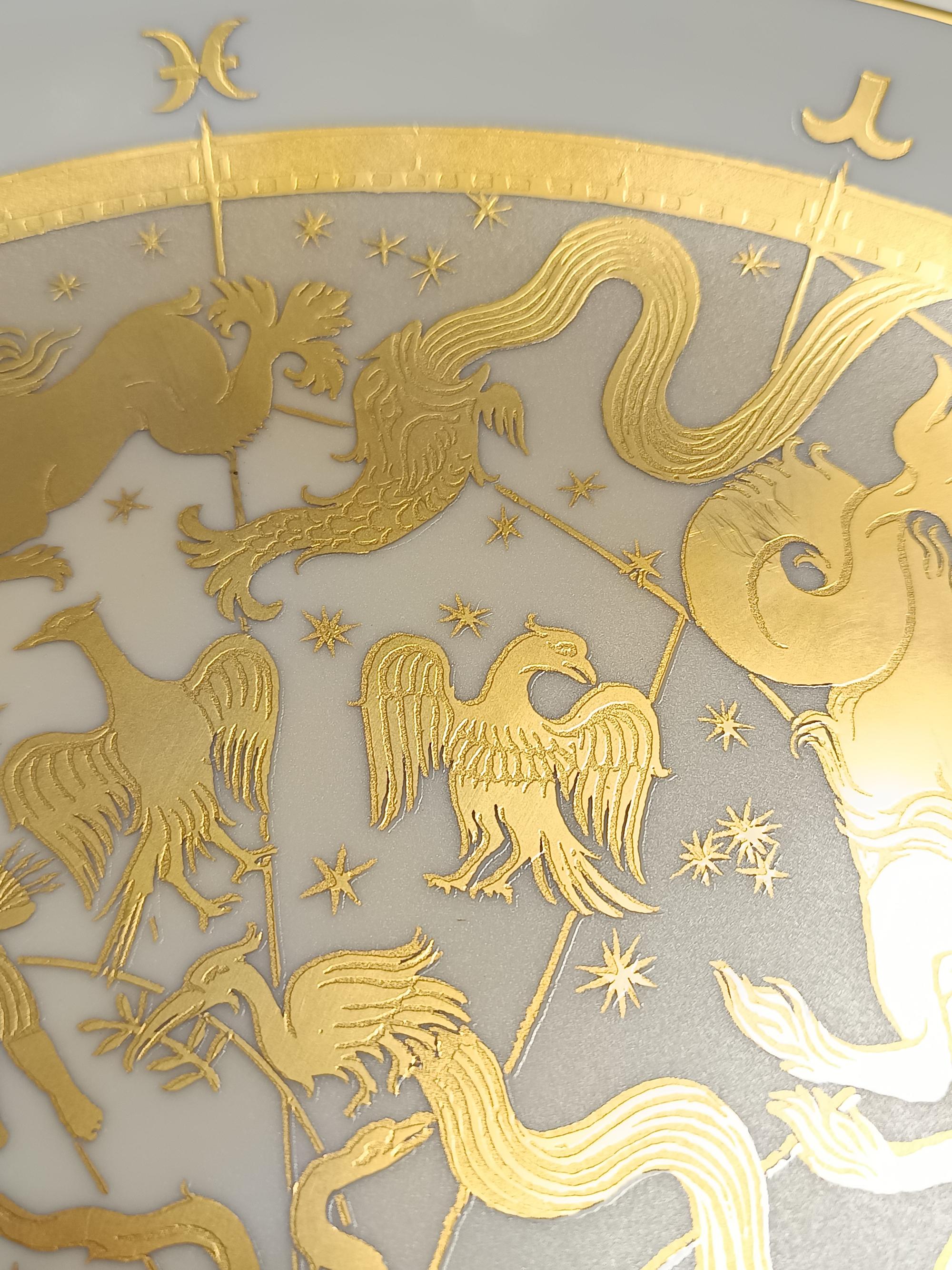 Piatto da parete in porcellana bianca e oro 24k Morbelli 