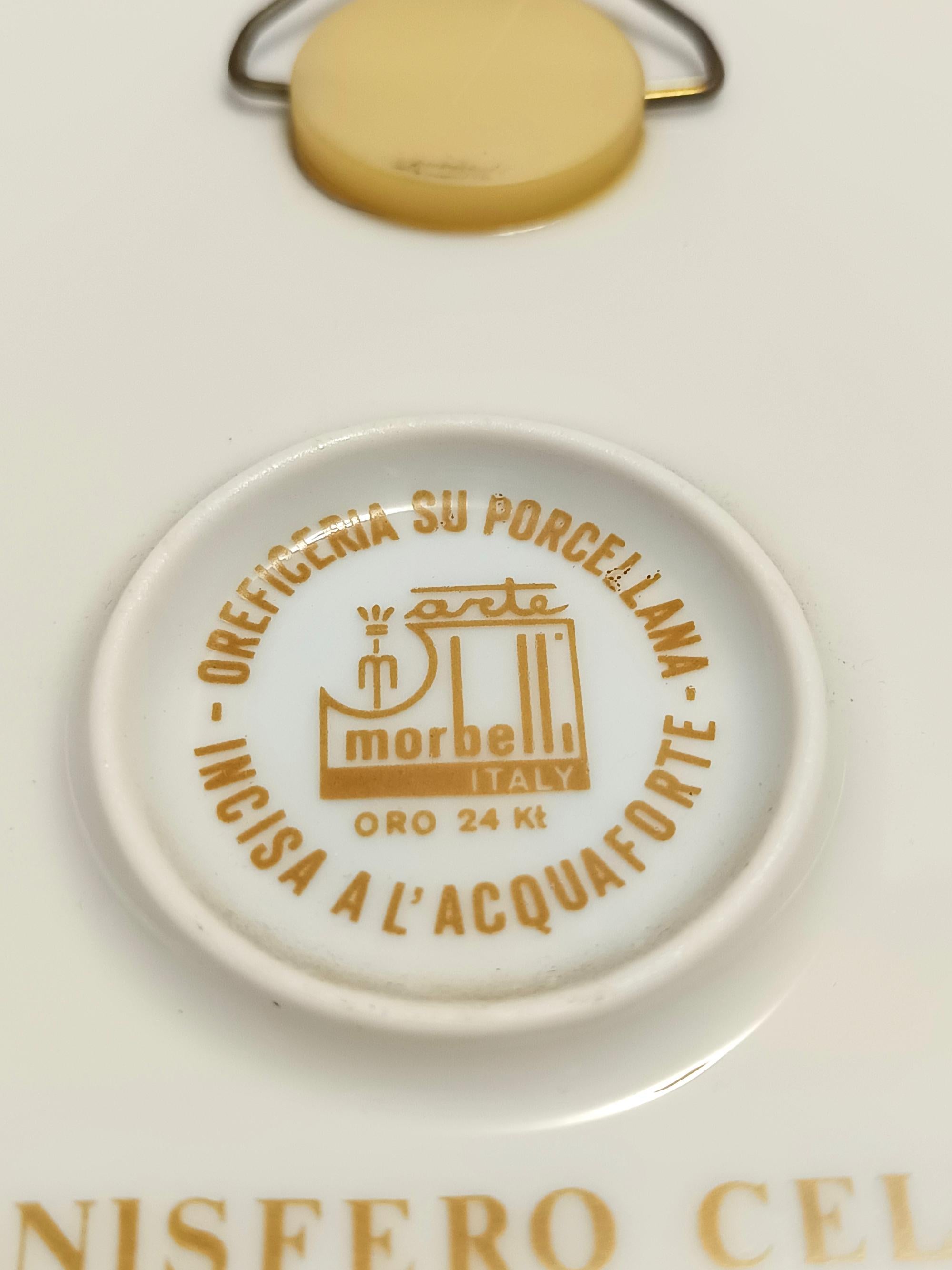 Piatto da parete in porcellana bianca e oro 24k Morbelli 