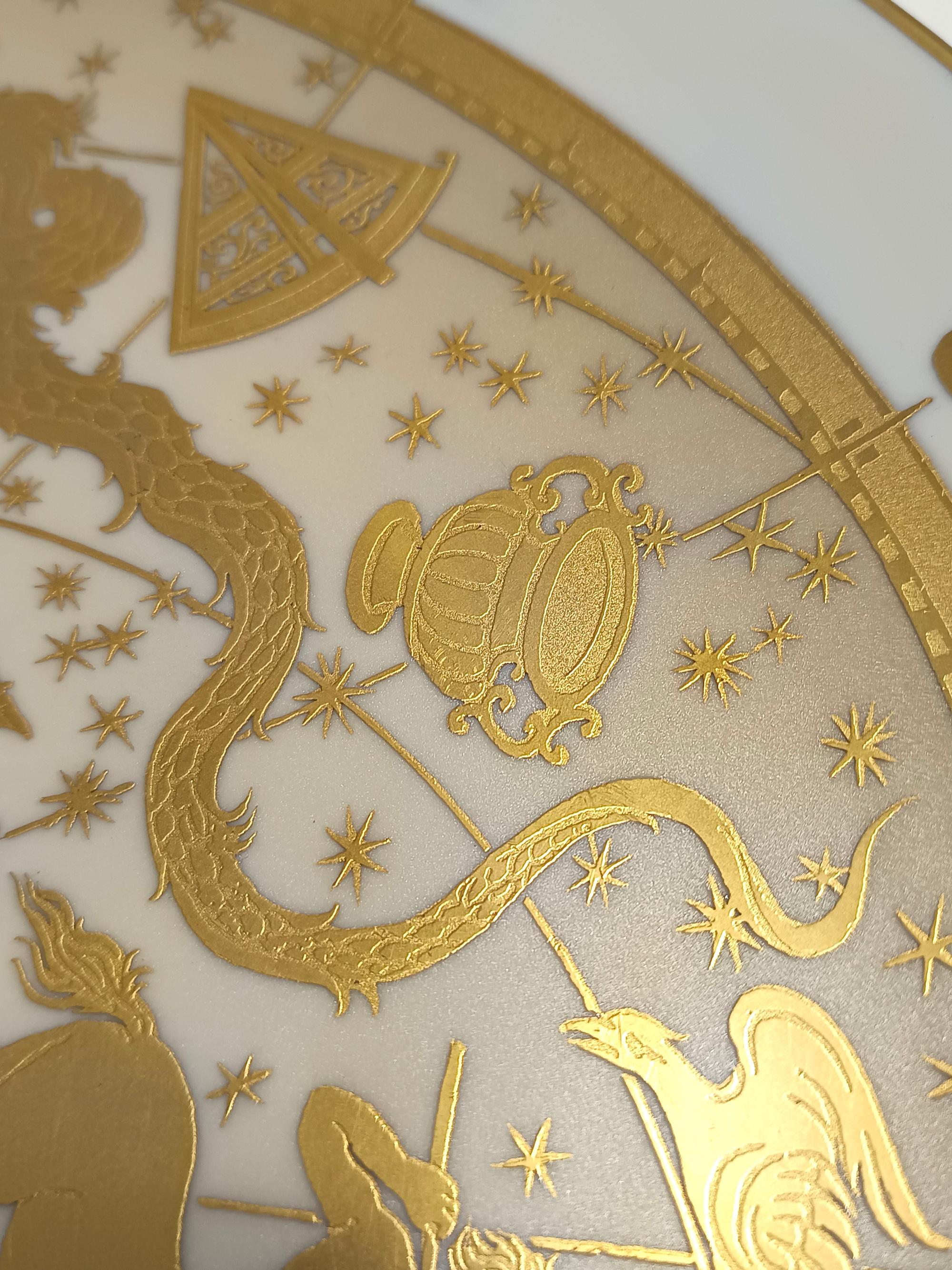 Oro Piatto da parete in porcellana bianca e oro 24k Morbelli 
