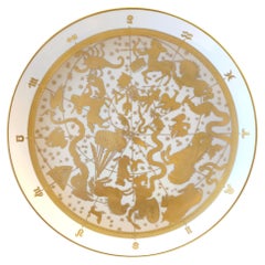 Morbelli 24-Karat-Wandteller aus Gold und weißem Porzellan „Planisfero Celeste“, Italien