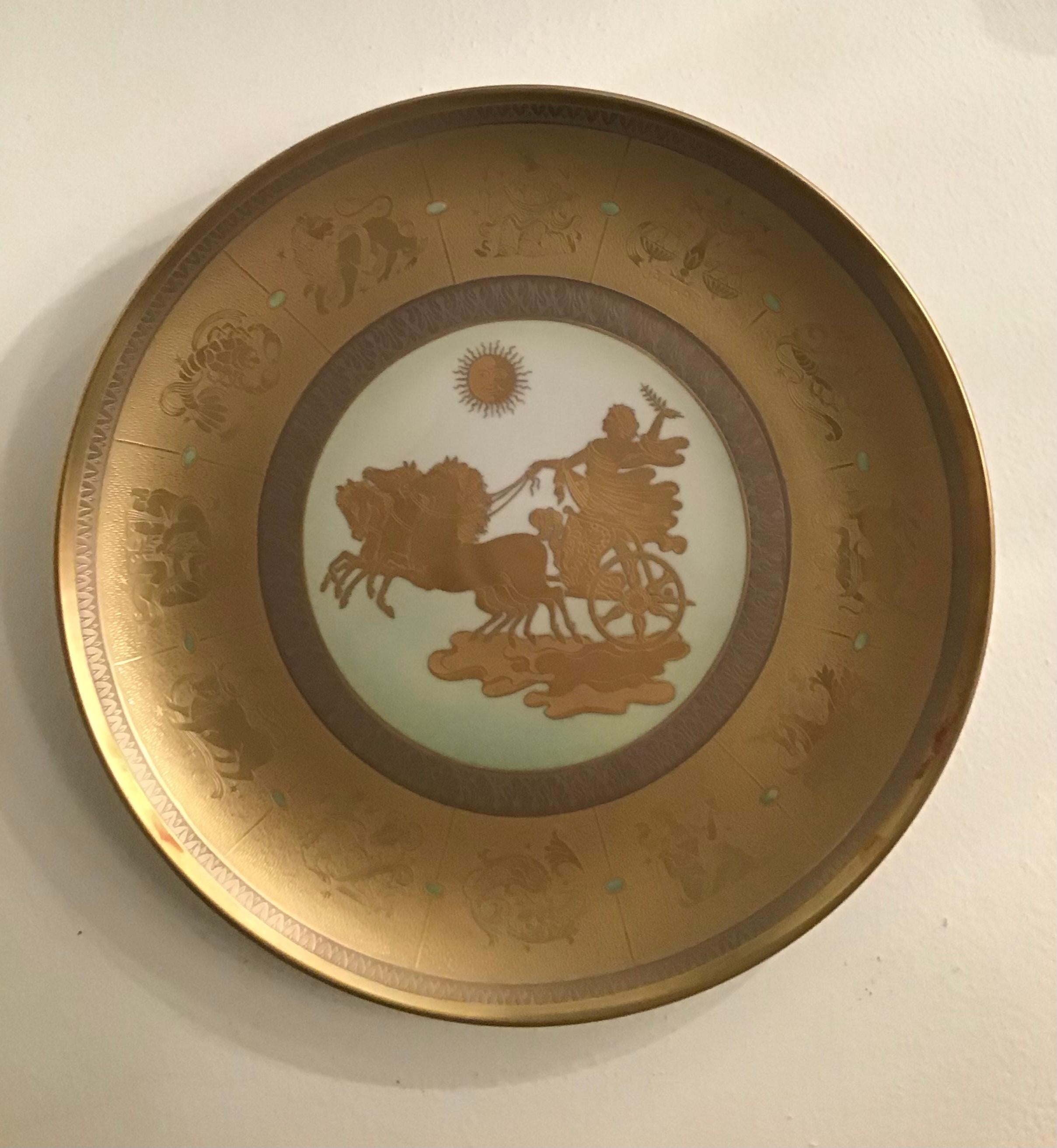 Morbelli “Il Giorno“ Porcelain Wall Plate Pure Gold, 1960, Italy For Sale 4