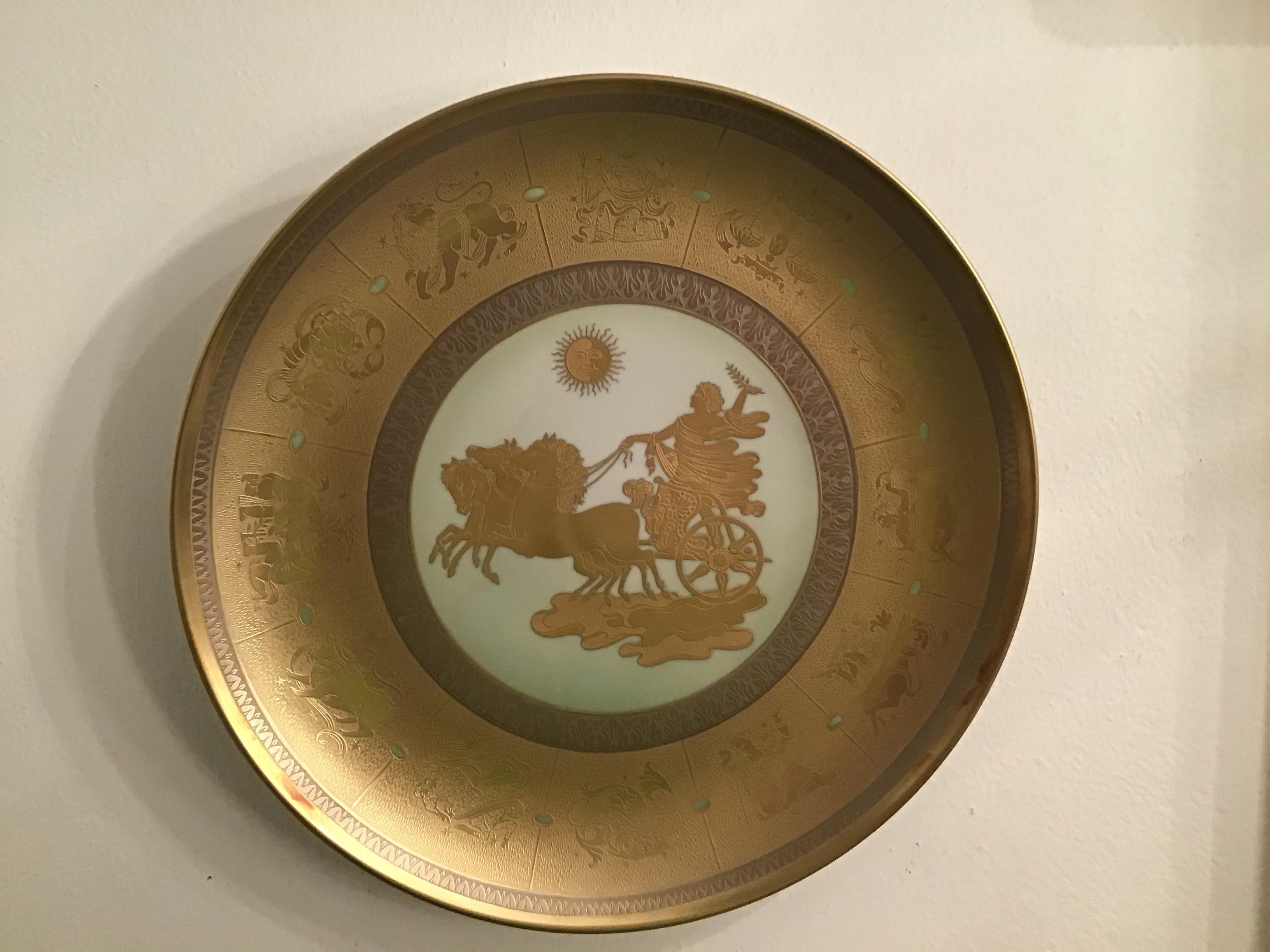 Morbelli “Il Giorno“ Porcelain Wall Plate Pure Gold, 1960, Italy For Sale 5