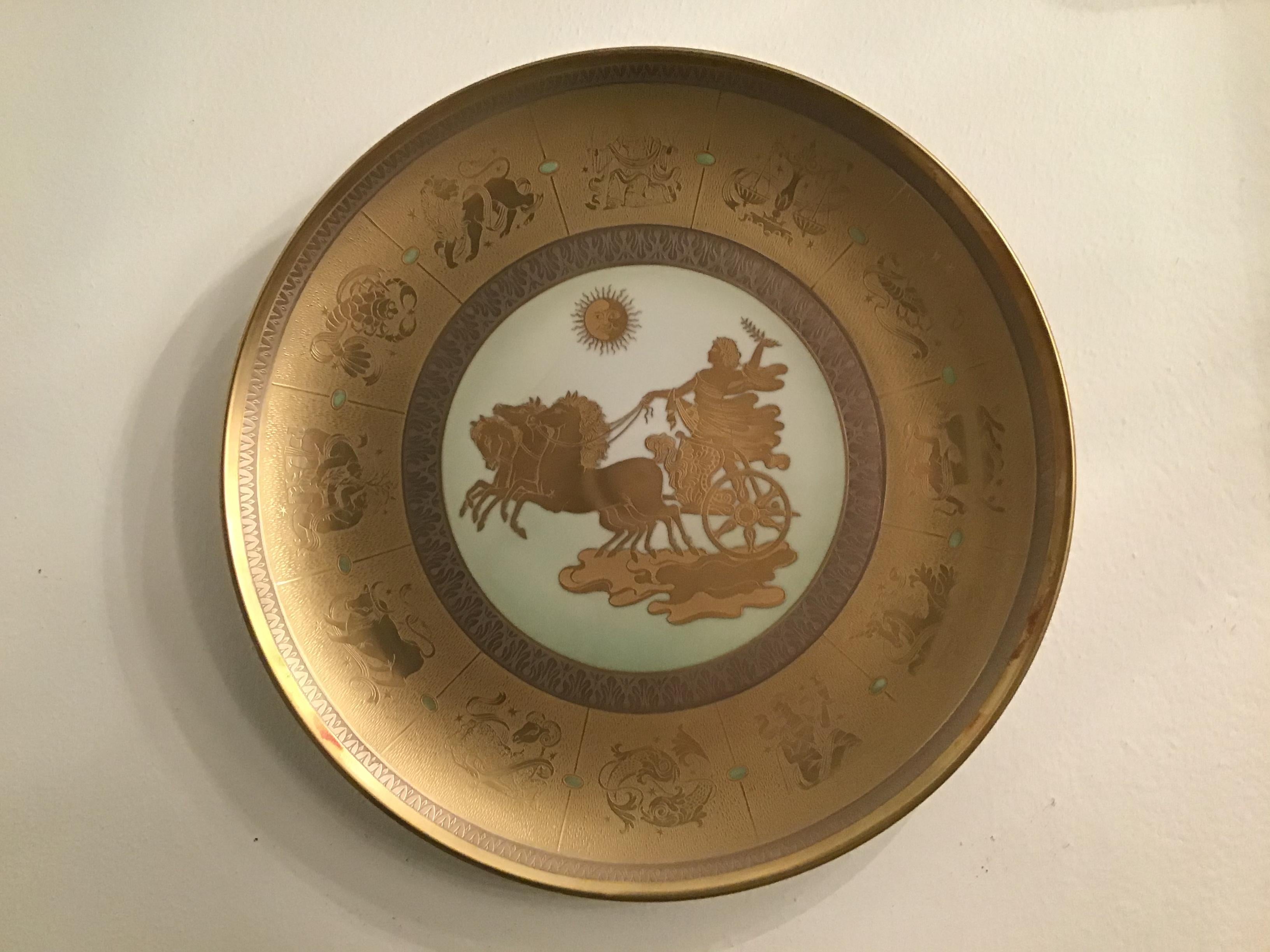 Morbelli “Il Giorno“ Porcelain Wall Plate Pure Gold, 1960, Italy For Sale 6