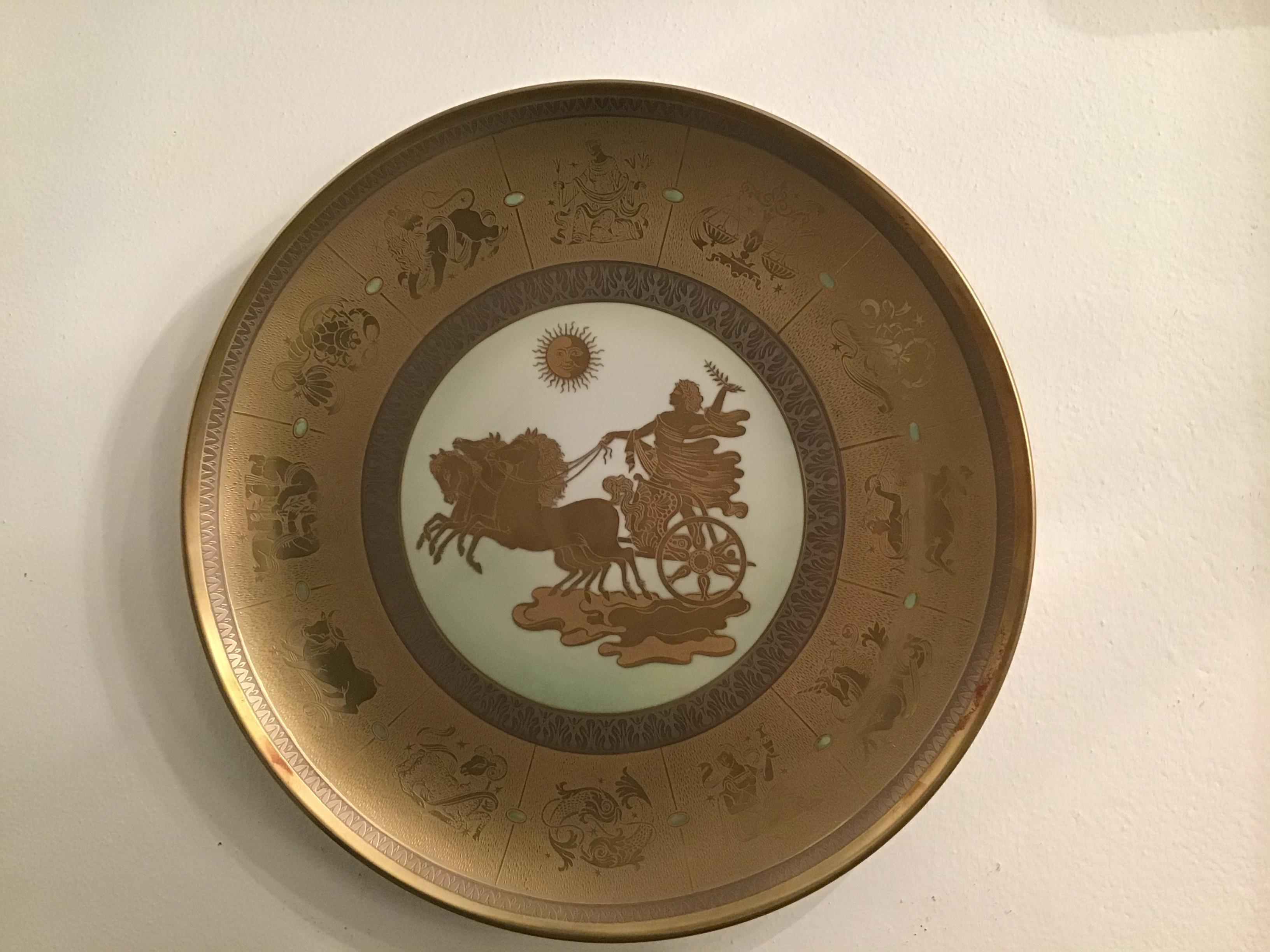Morbelli Il Giorno Porzellan-Wandteller aus reinem Gold, 1960, Italien im Angebot 7
