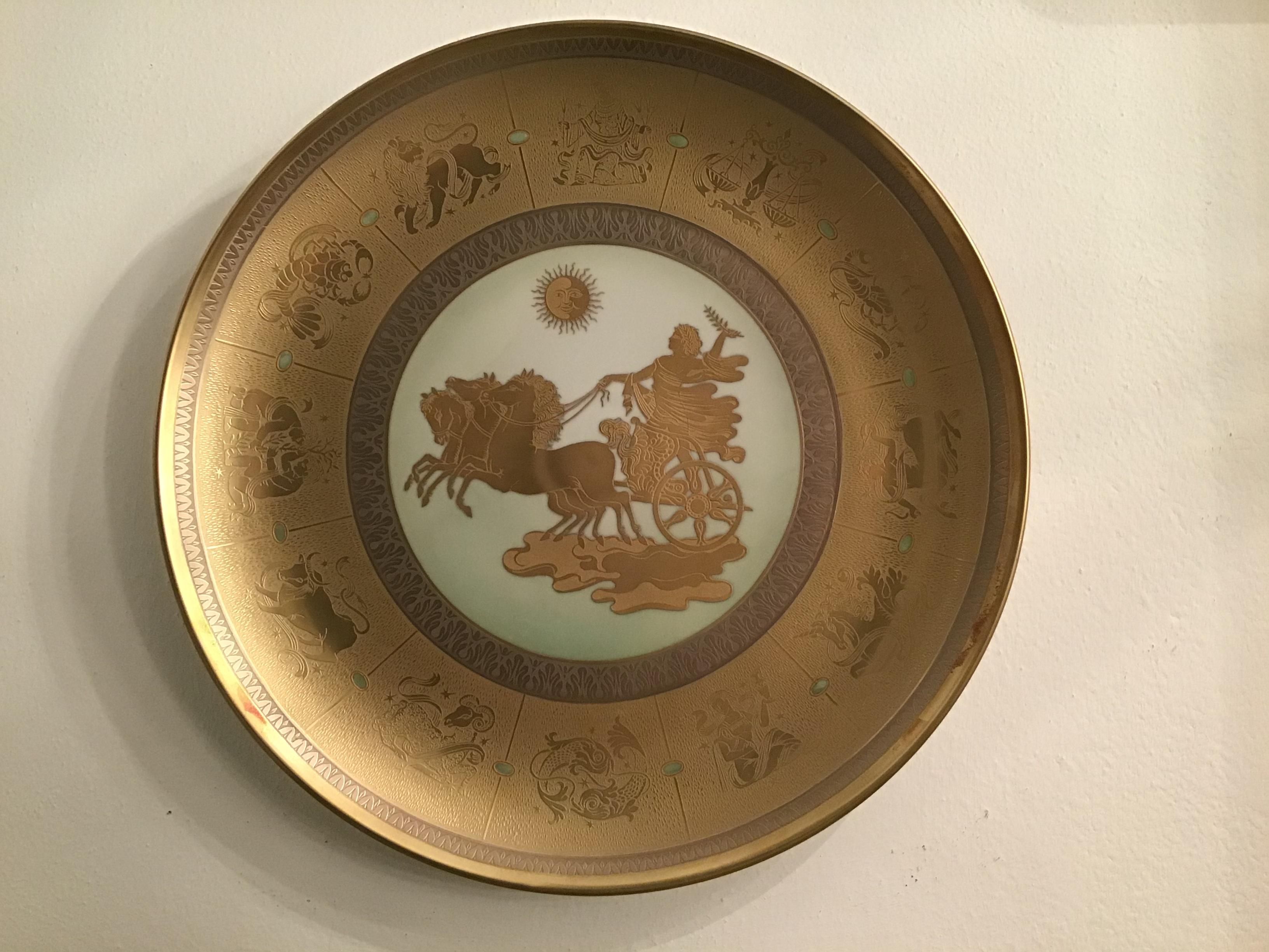 Morbelli “Il Giorno“ Porcelain Wall Plate Pure Gold, 1960, Italy For Sale 8
