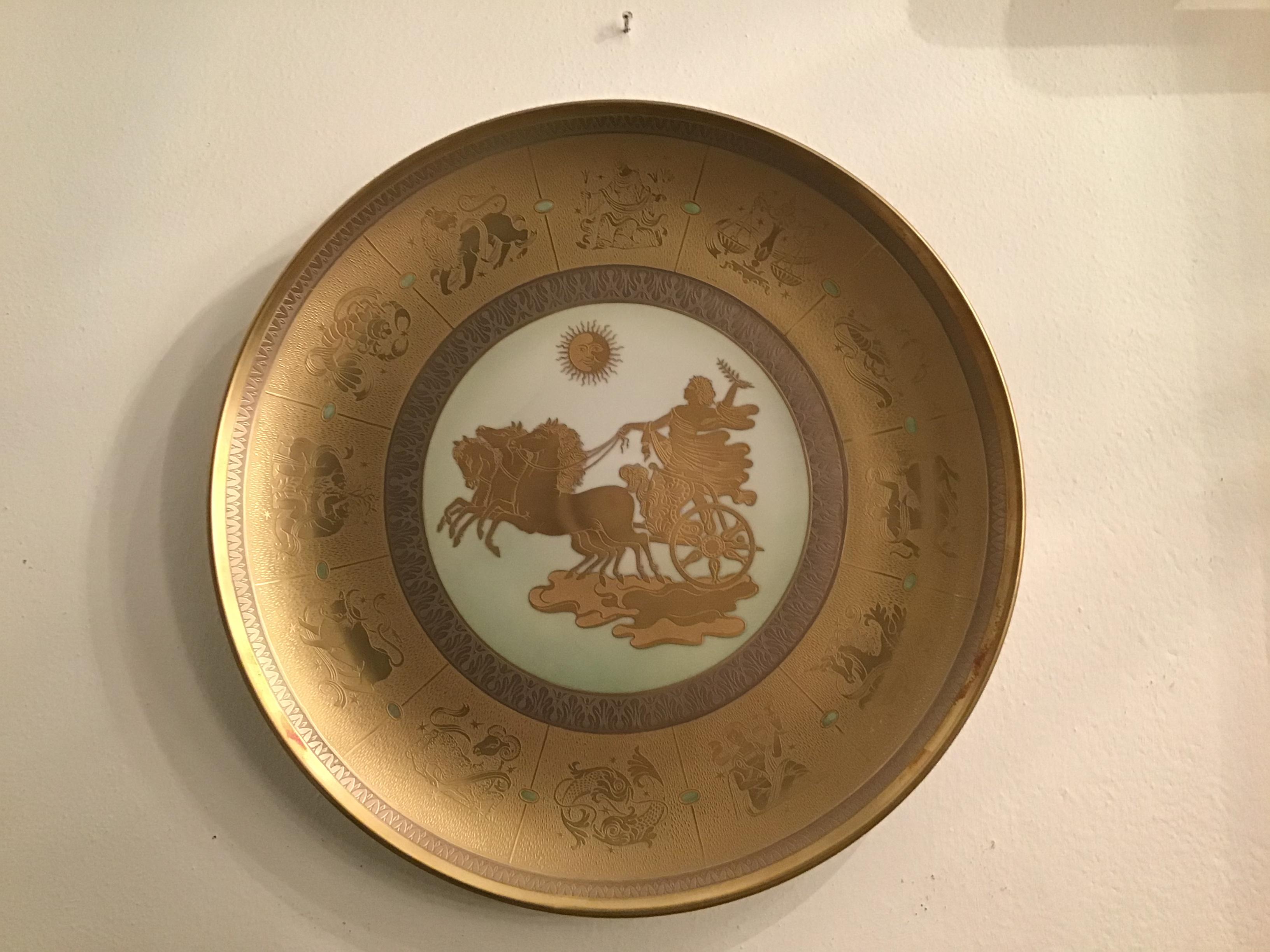 Morbelli Il Giorno Porzellan-Wandteller aus reinem Gold, 1960, Italien im Angebot 9