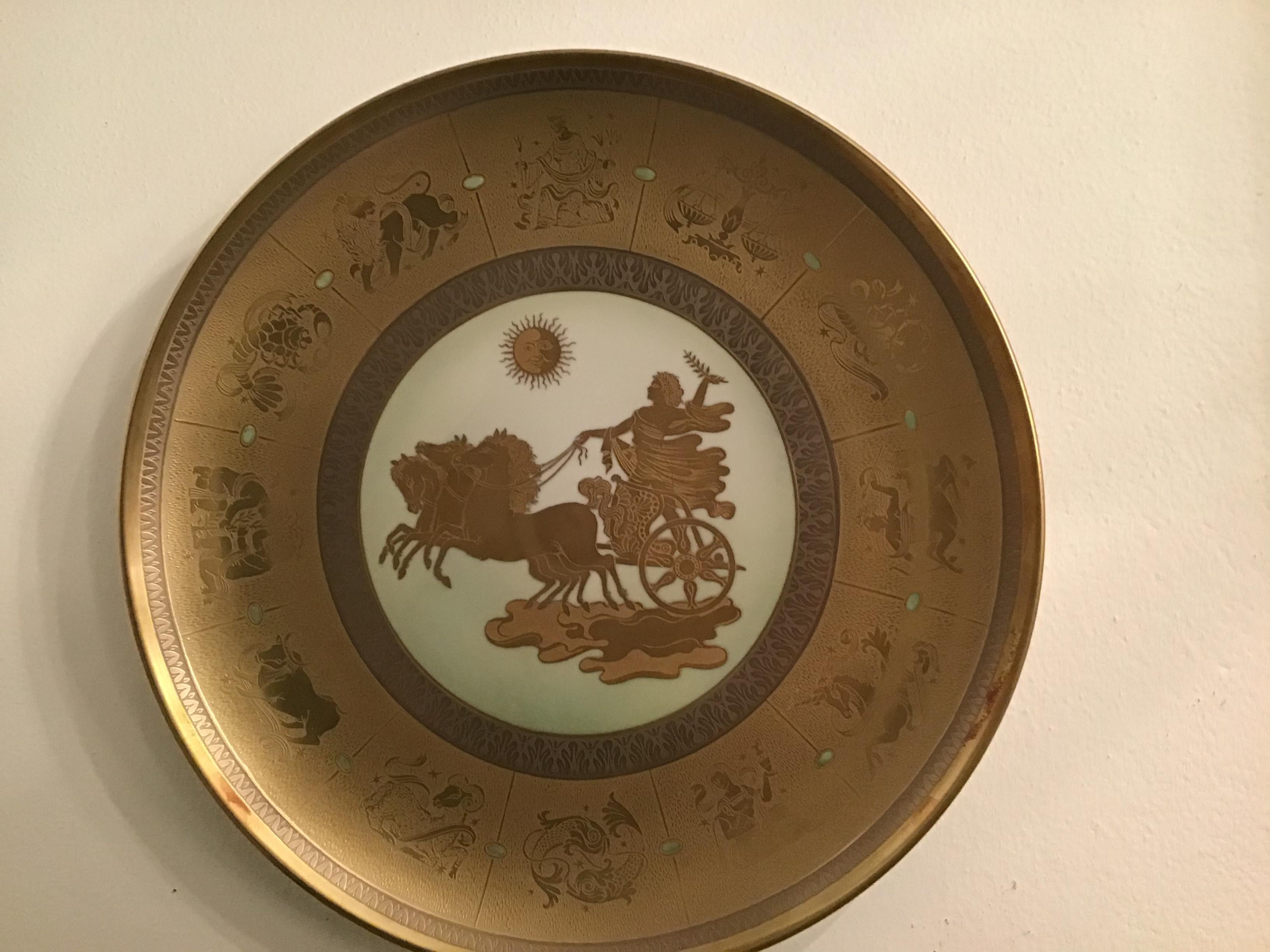 Morbelli Il Giorno Porzellan-Wandteller aus reinem Gold, 1960, Italien im Angebot 10