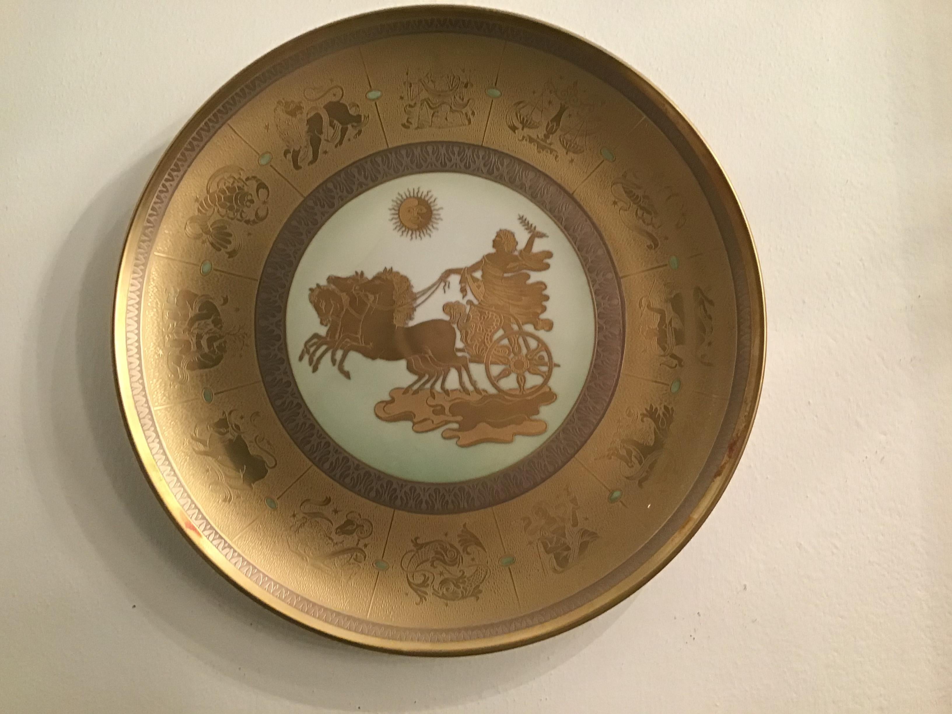 Morbelli “Il Giorno“ Porcelain Wall Plate Pure Gold, 1960, Italy For Sale 11