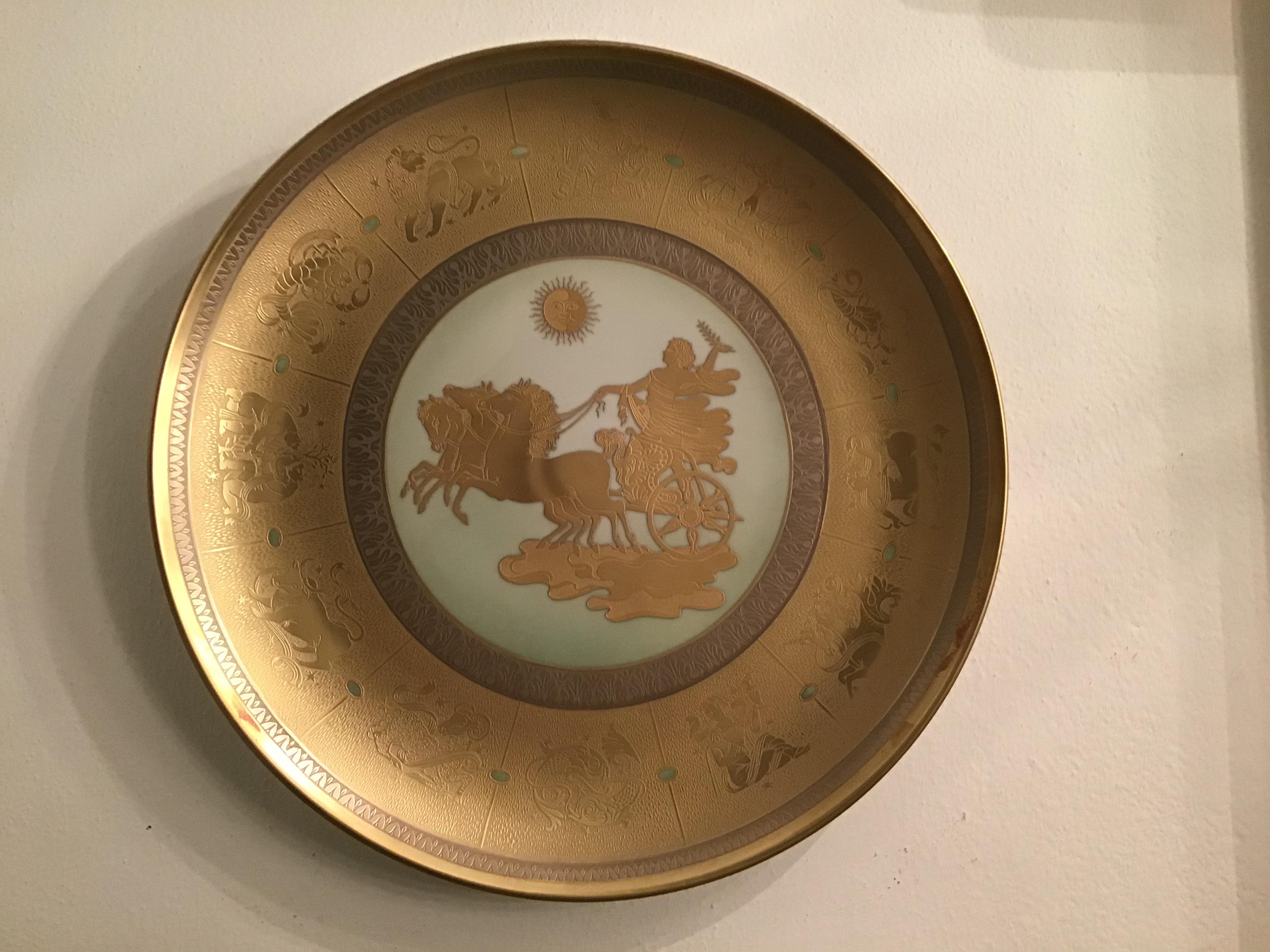 Morbelli Il Giorno Porzellan-Wandteller aus reinem Gold, 1960, Italien im Angebot 12