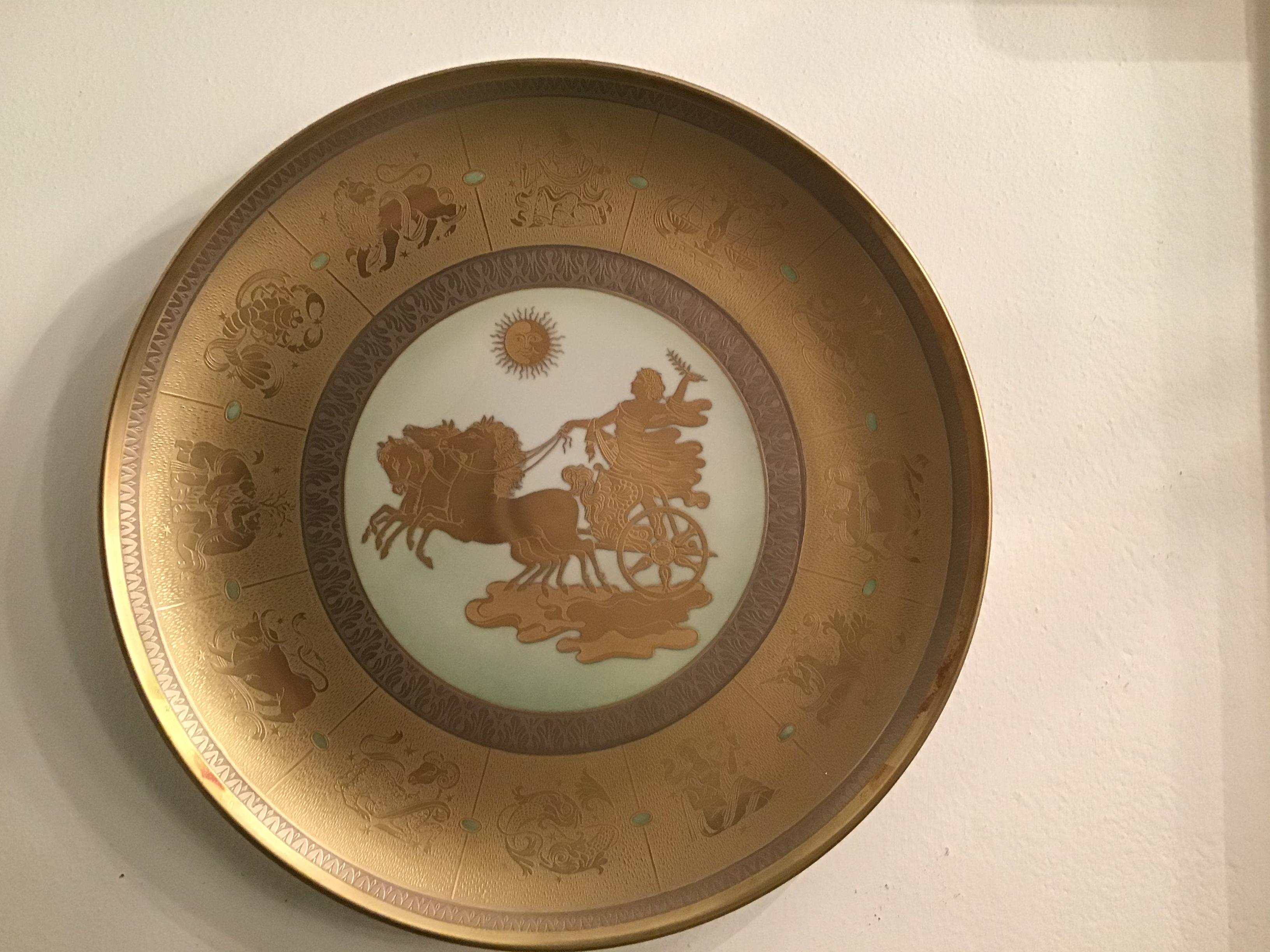 Other Morbelli “Il Giorno“ Porcelain Wall Plate Pure Gold, 1960, Italy For Sale