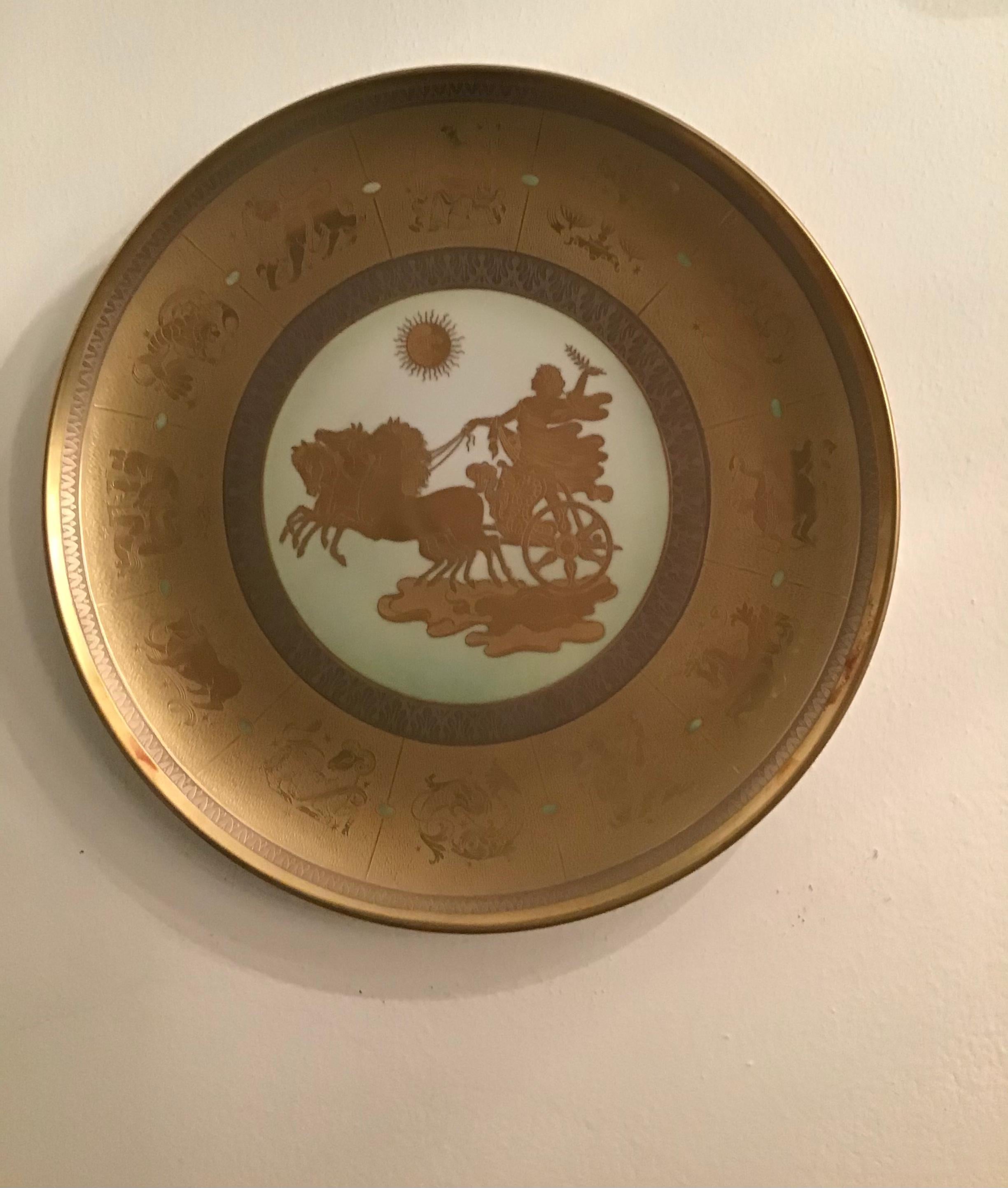 Morbelli “Il Giorno“ Porcelain Wall Plate Pure Gold, 1960, Italy For Sale 1