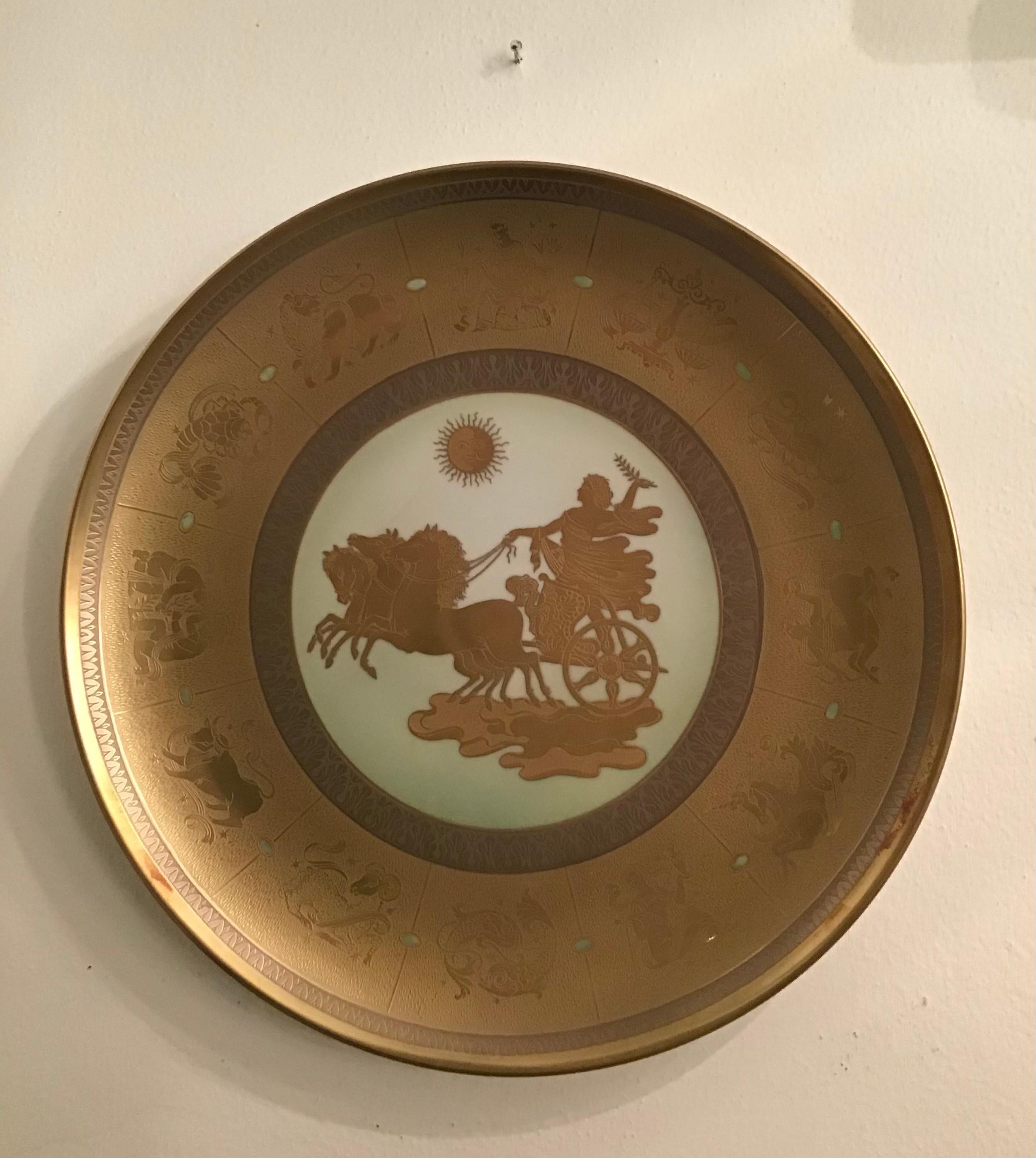 Morbelli Il Giorno Porzellan-Wandteller aus reinem Gold, 1960, Italien im Angebot 2