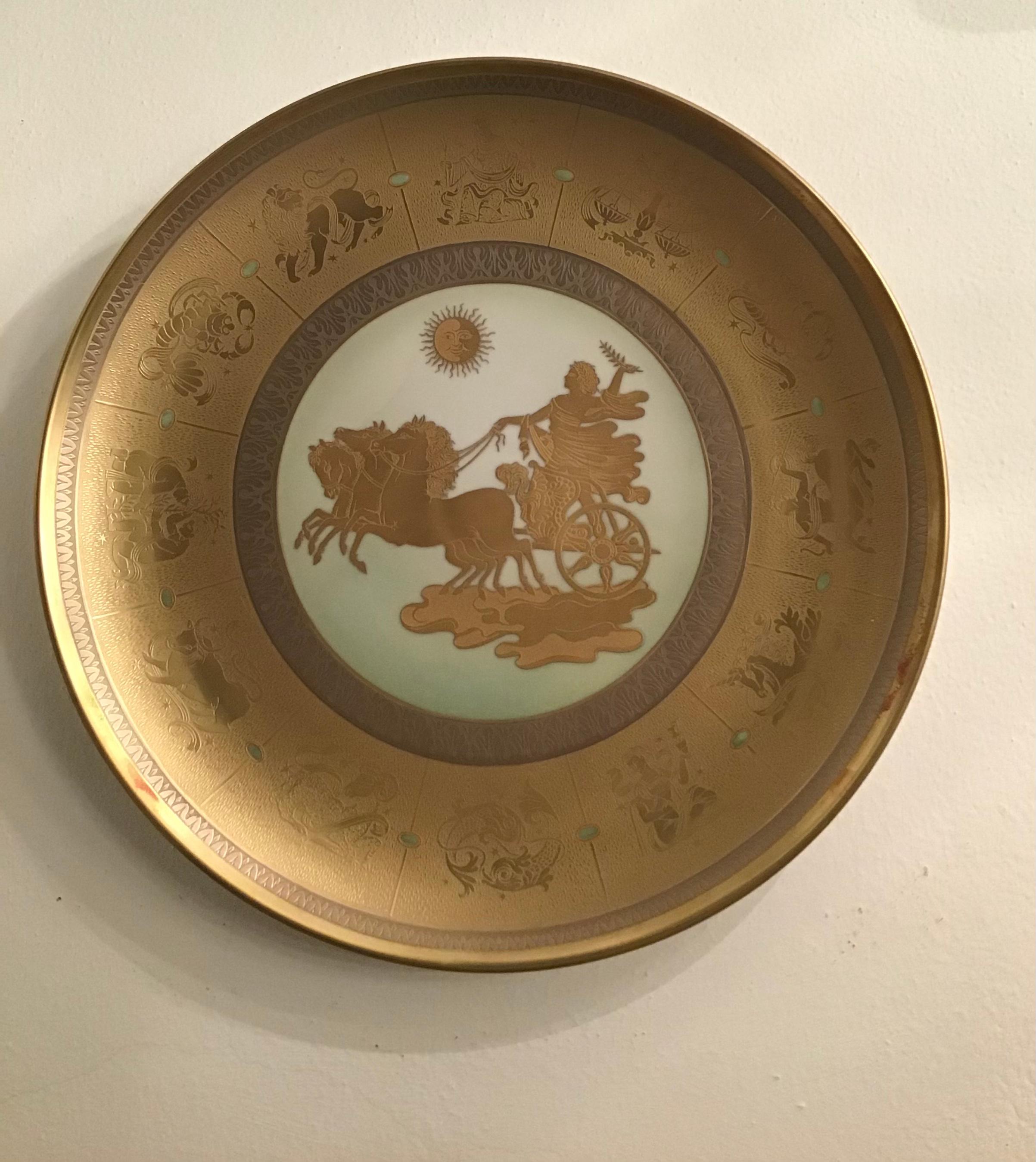 Morbelli Il Giorno Porzellan-Wandteller aus reinem Gold, 1960, Italien im Angebot 3