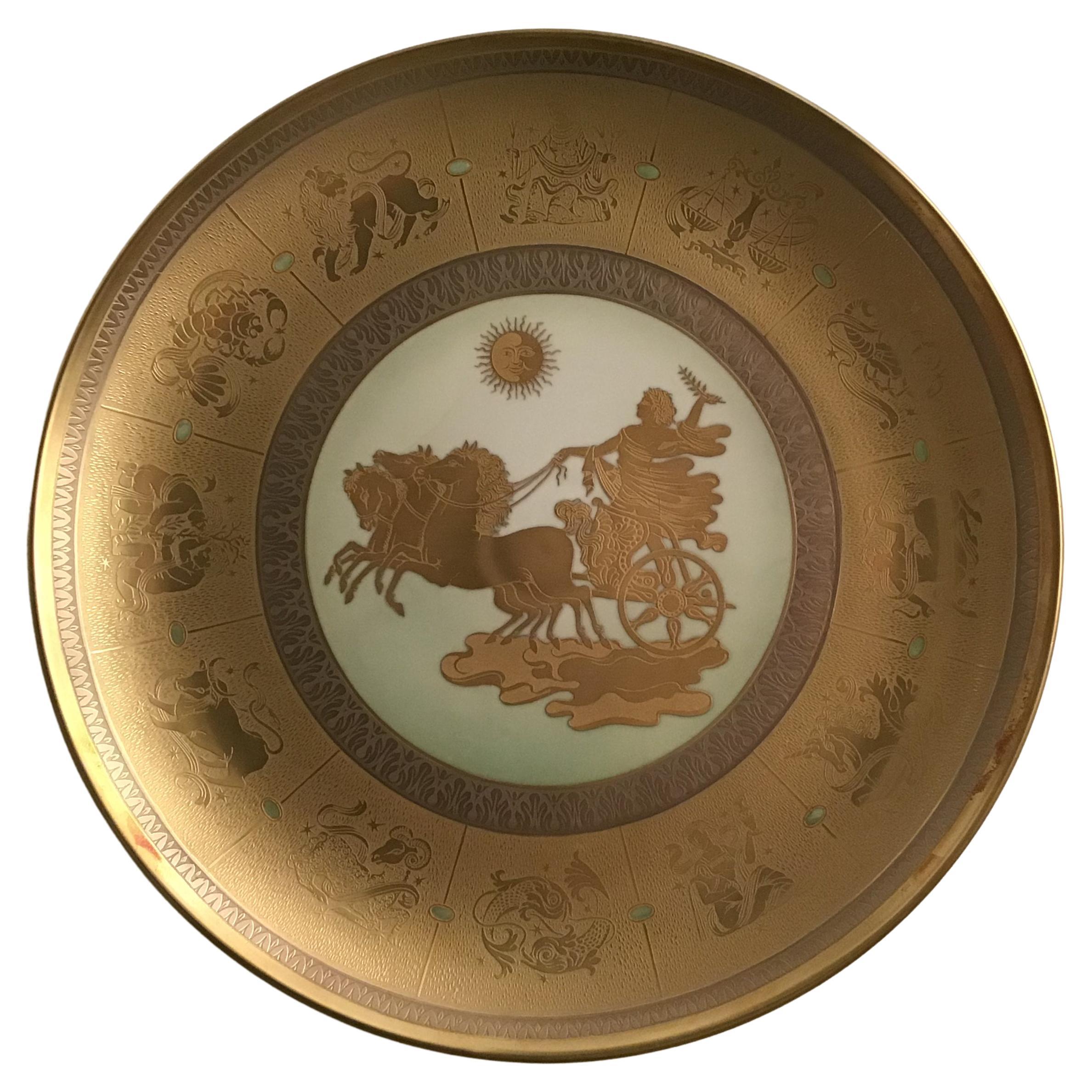 Morbelli Il Giorno Porzellan-Wandteller aus reinem Gold, 1960, Italien im Angebot