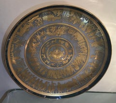 Morbelli Porcelain “Scudo di AchilleWall Plates Worked with Pure Gold 1960 Italy