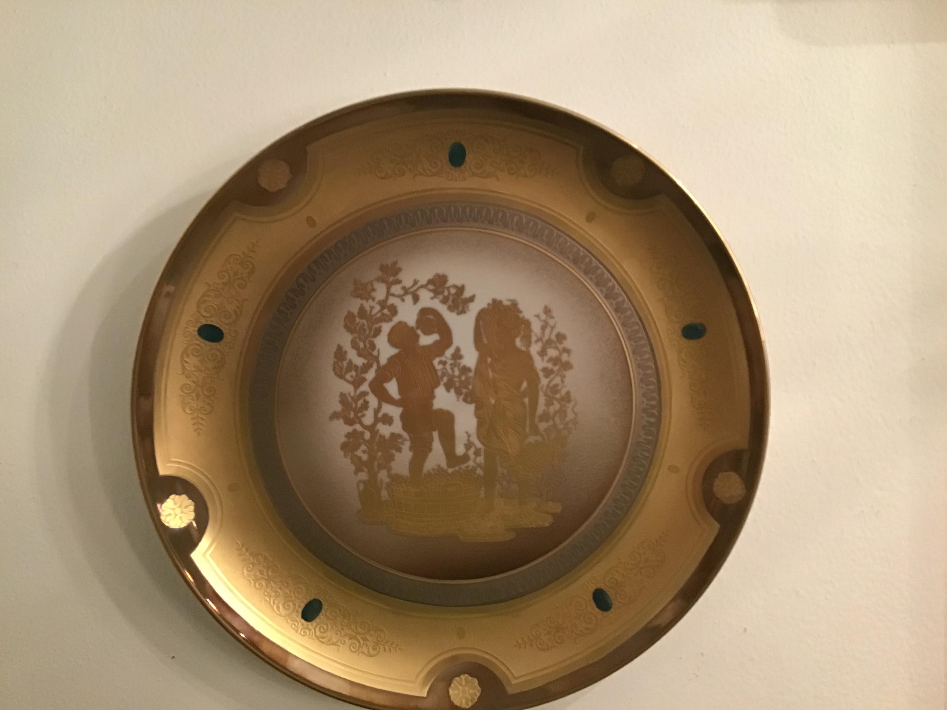 Morbelli Porcelain Wall Plate Gold “ Autunno”, 1960, Italy For Sale 4