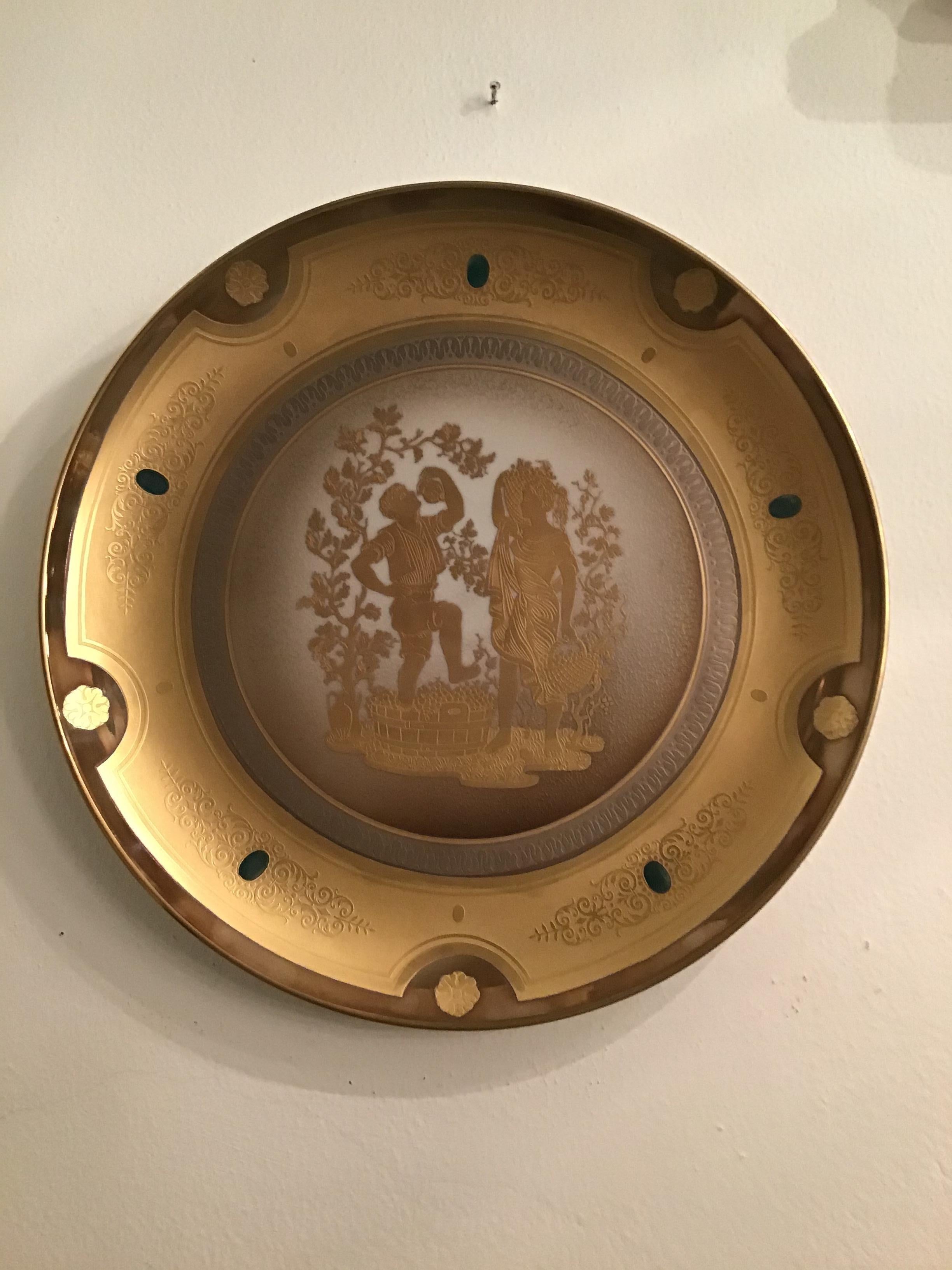 Morbelli Porcelain Wall Plate Gold “ Autunno”, 1960, Italy For Sale 5