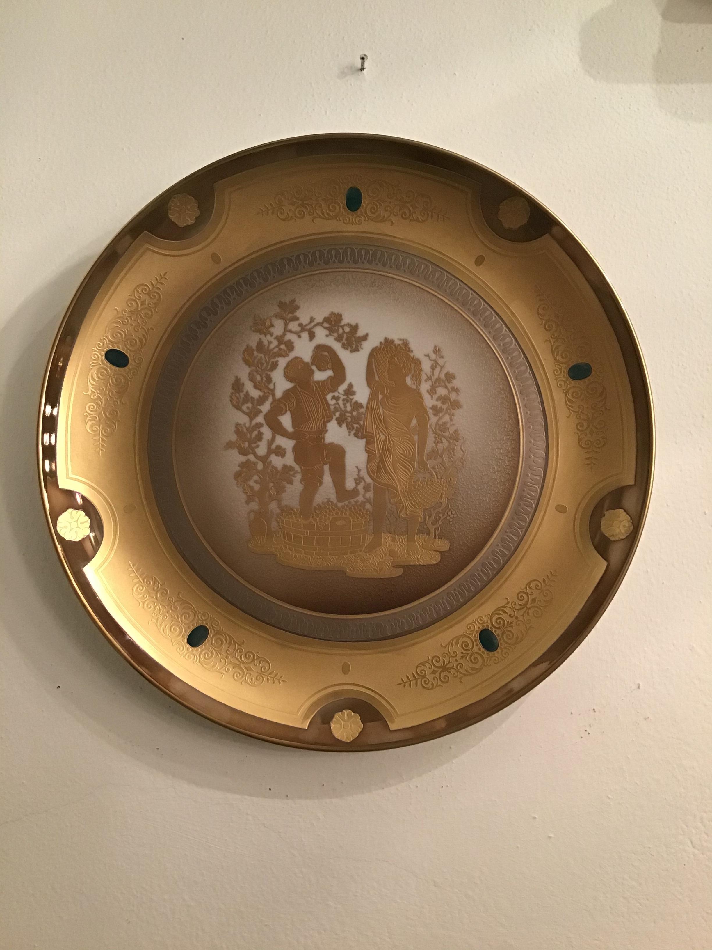 Morbelli Porcelain Wall Plate Gold “ Autunno”, 1960, Italy For Sale 6