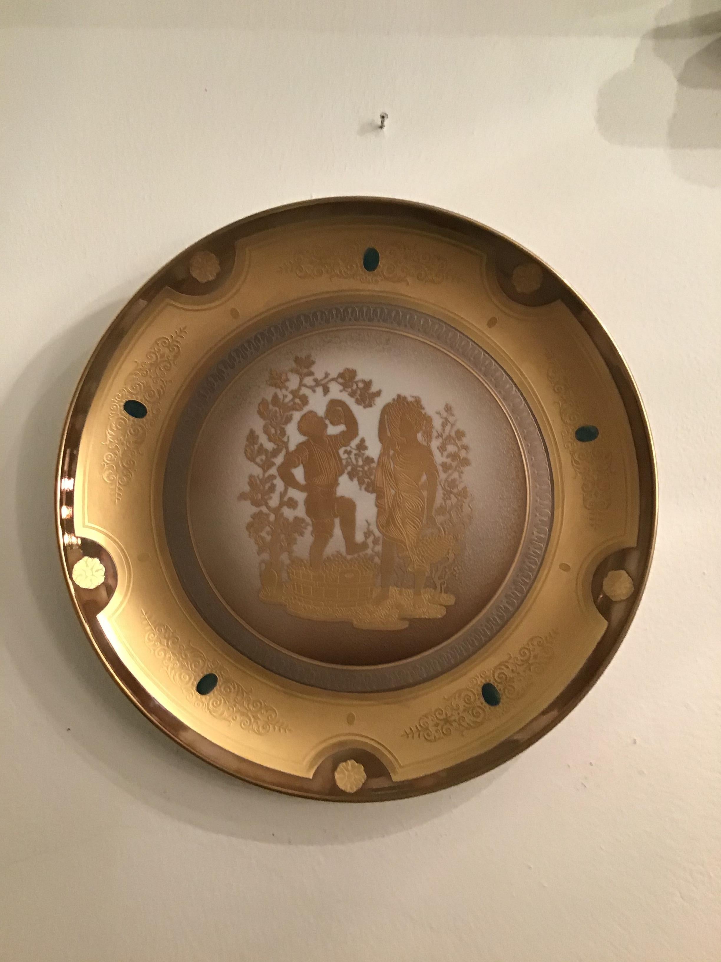 Morbelli Porcelain Wall Plate Gold “ Autunno”, 1960, Italy For Sale 7