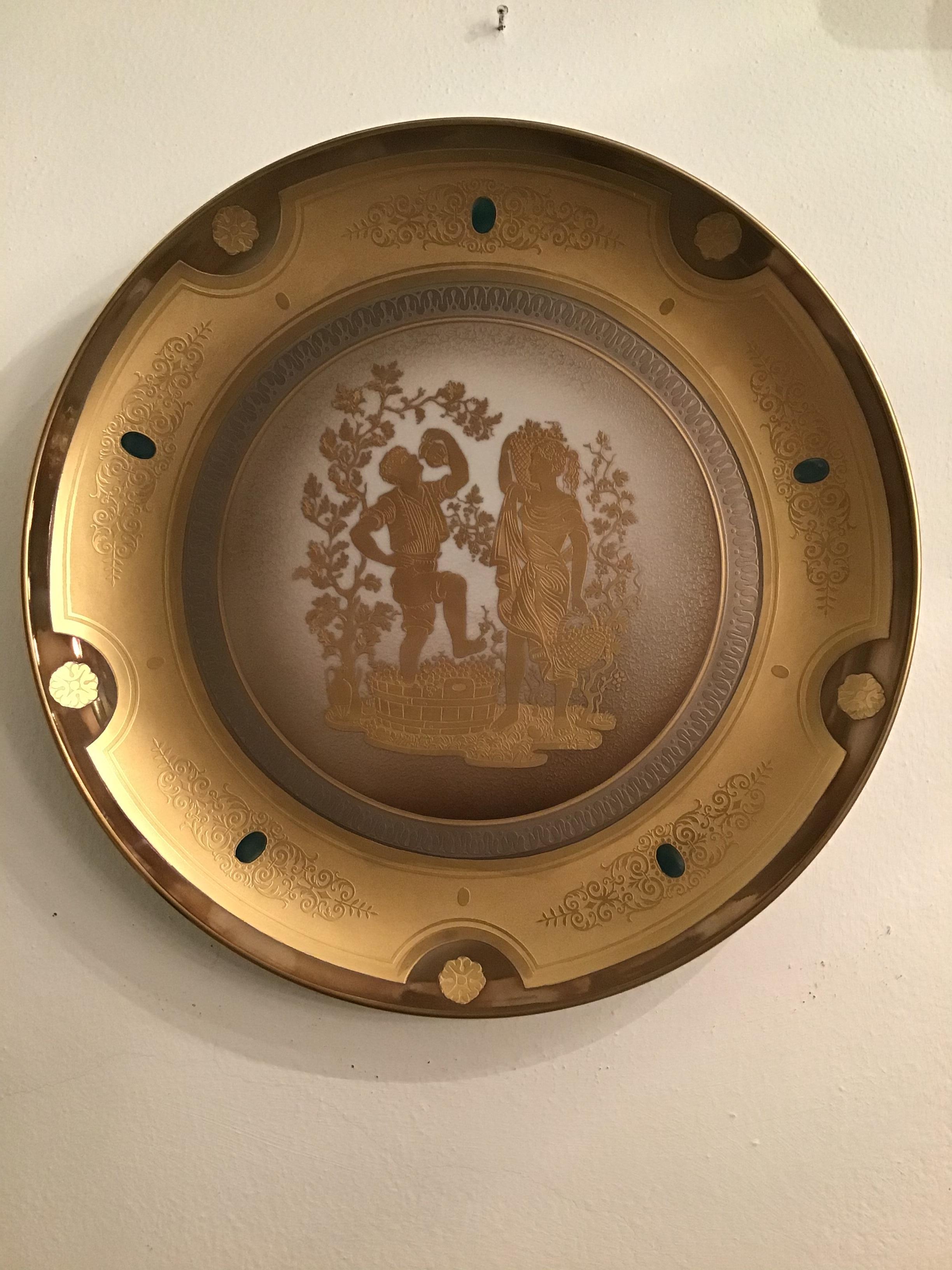 Morbelli Porcelain Wall Plate Gold “ Autunno”, 1960, Italy For Sale 8