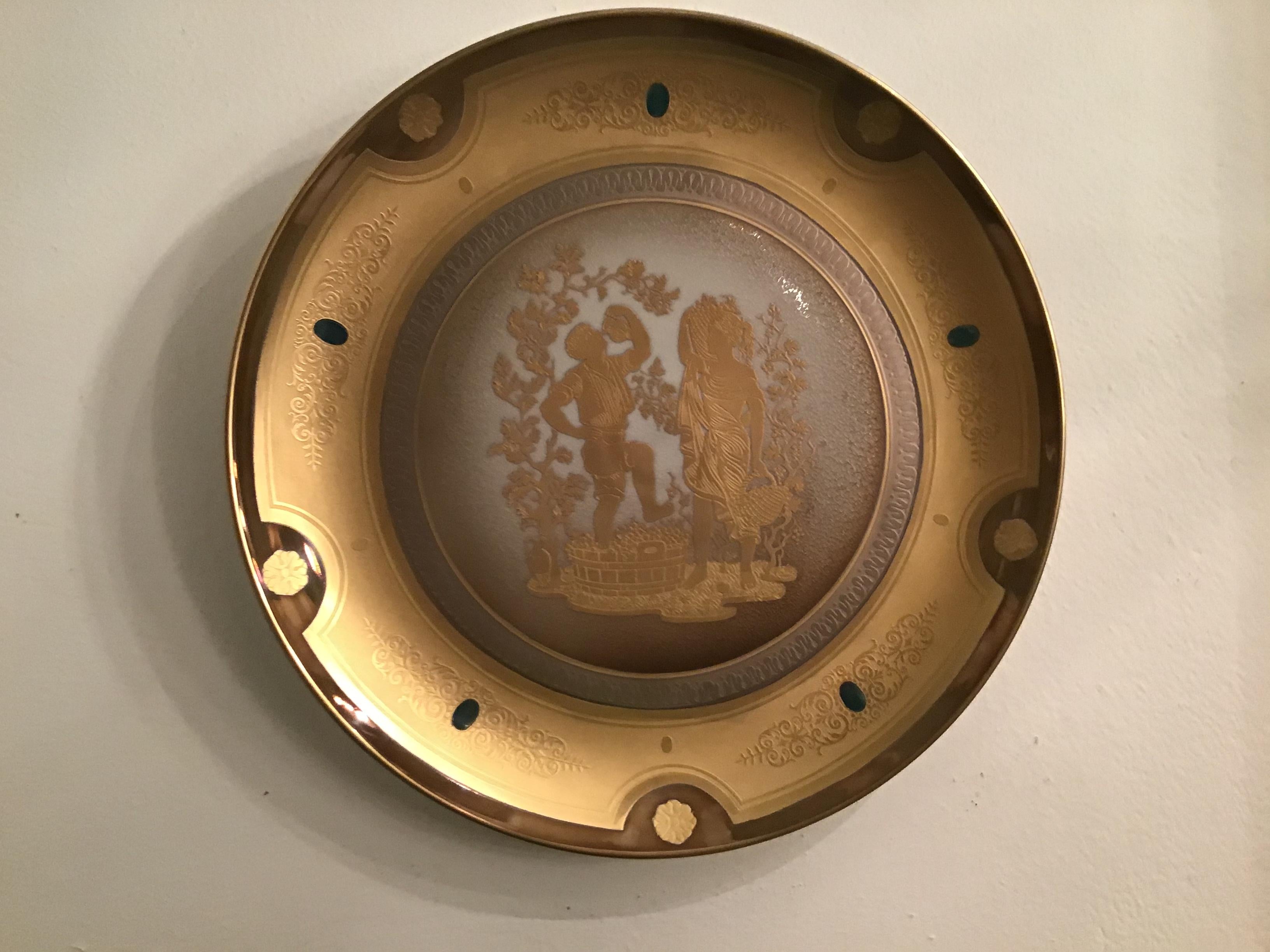 Morbelli Porcelain Wall Plate Gold “ Autunno”, 1960, Italy For Sale 9