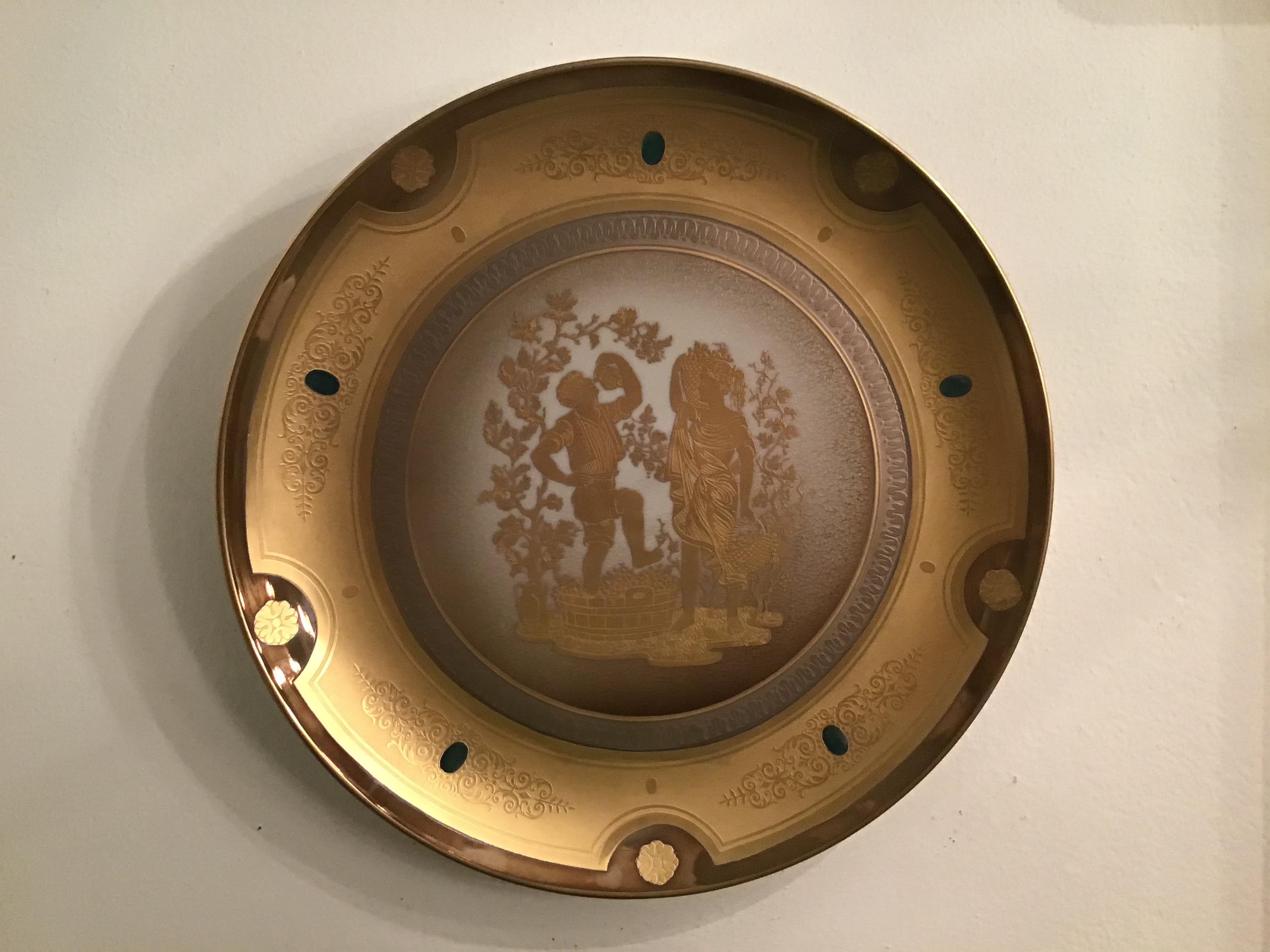 Morbelli Porcelain Wall Plate Gold “ Autunno”, 1960, Italy For Sale 10