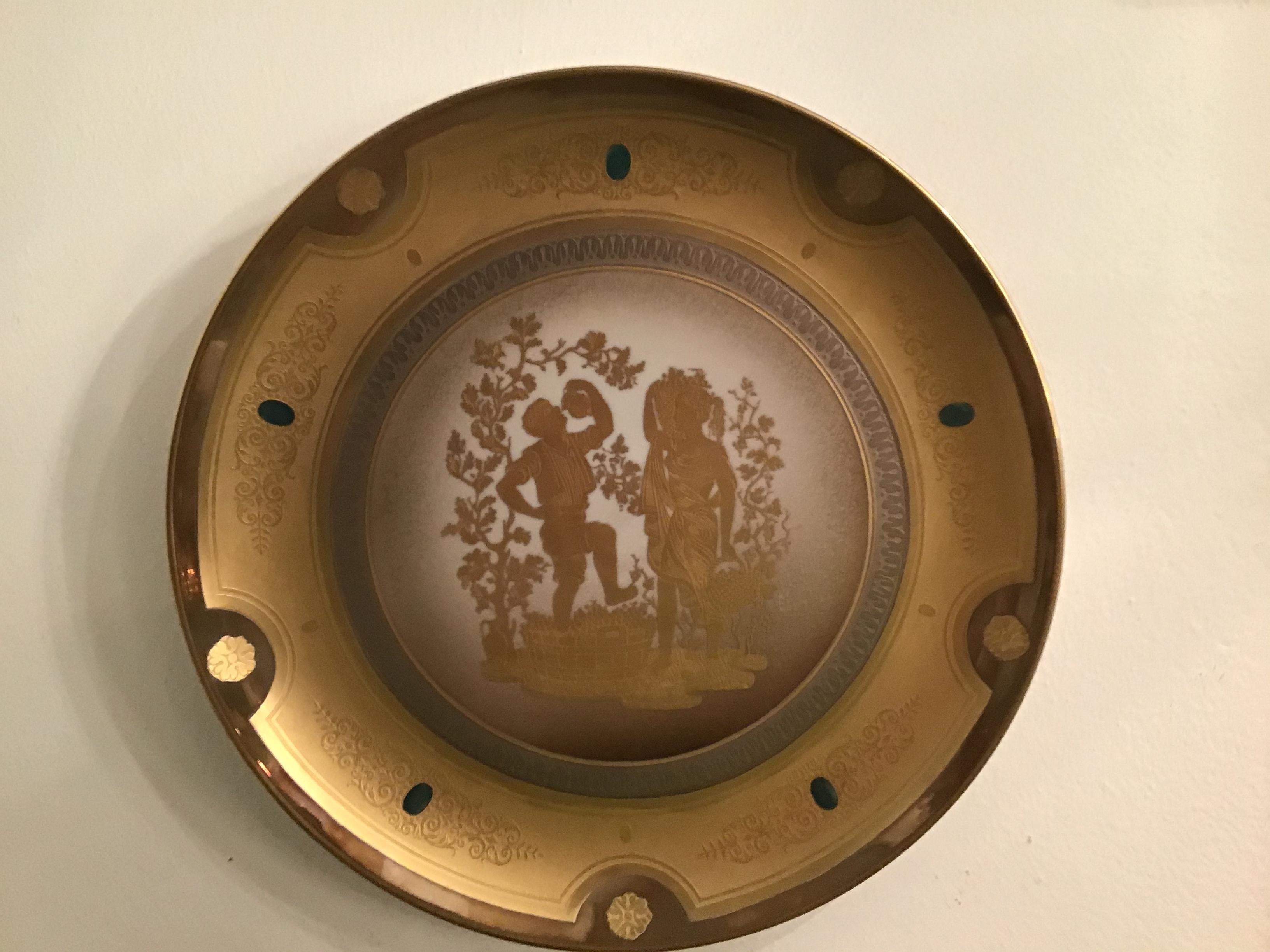 Morbelli Porcelain Wall Plate Gold “ Autunno”, 1960, Italy For Sale 12