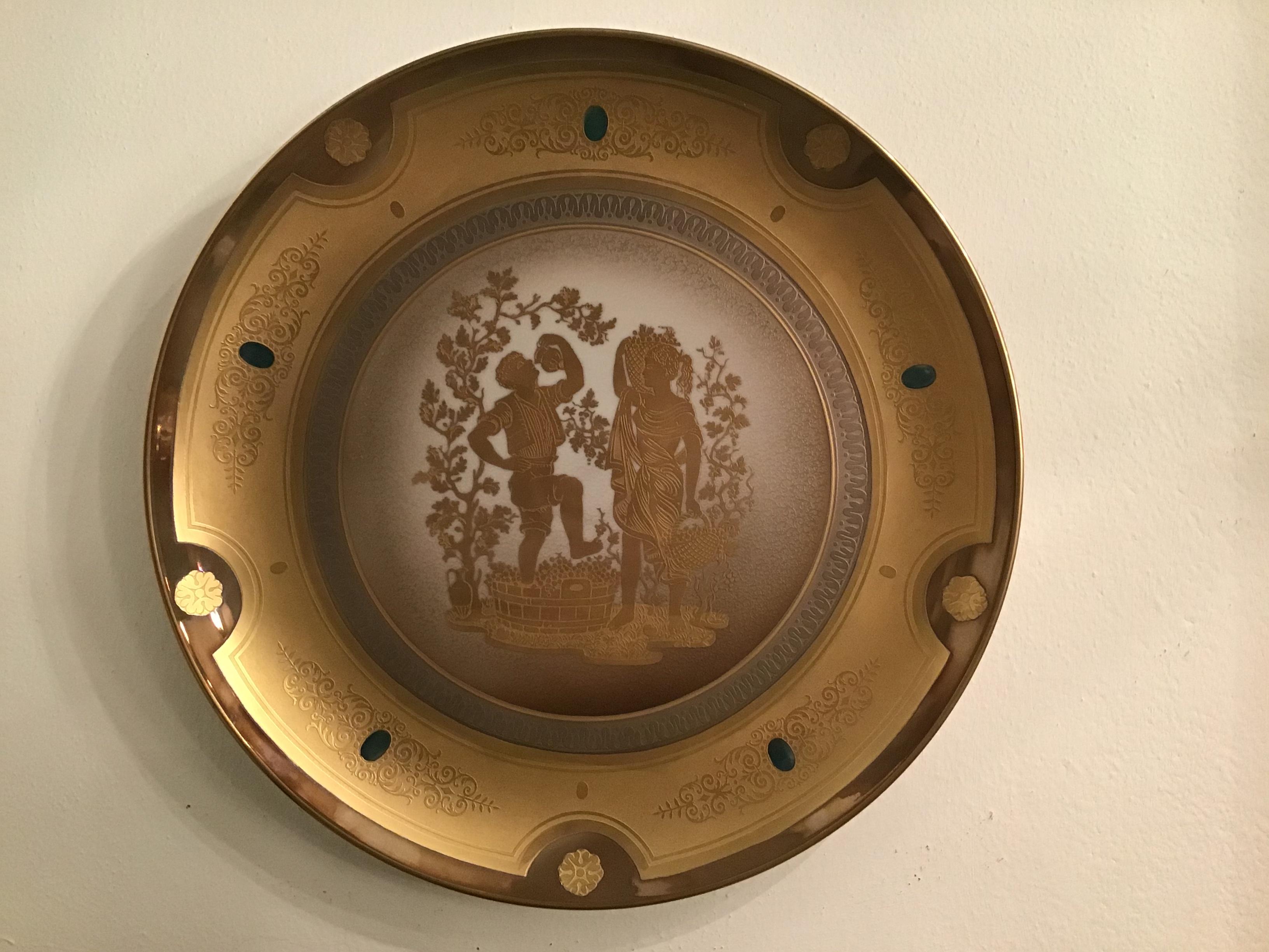 Other Morbelli Porcelain Wall Plate Gold “ Autunno”, 1960, Italy For Sale