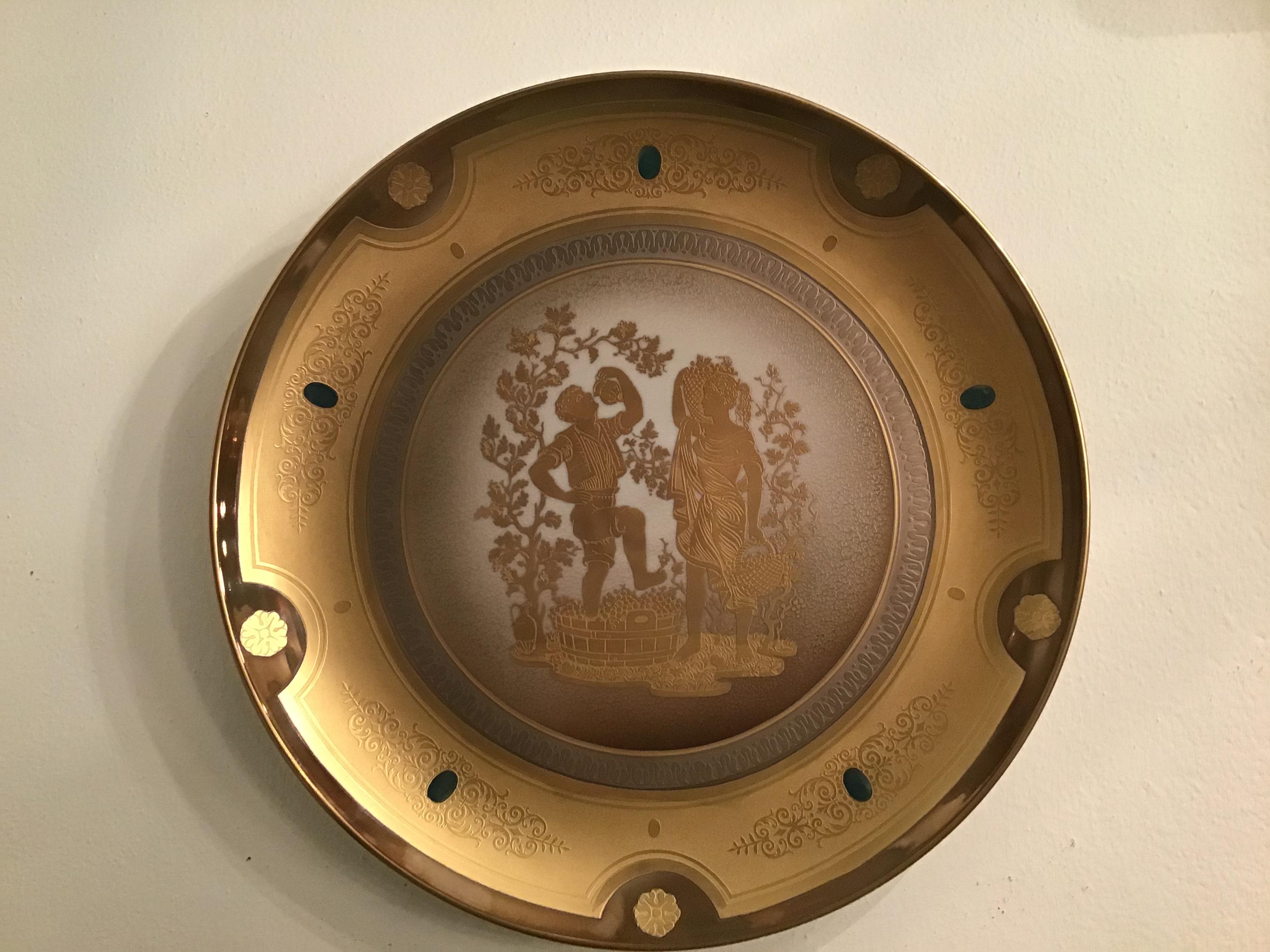 Morbelli Porcelain Wall Plate Gold “ Autunno”, 1960, Italy For Sale 1