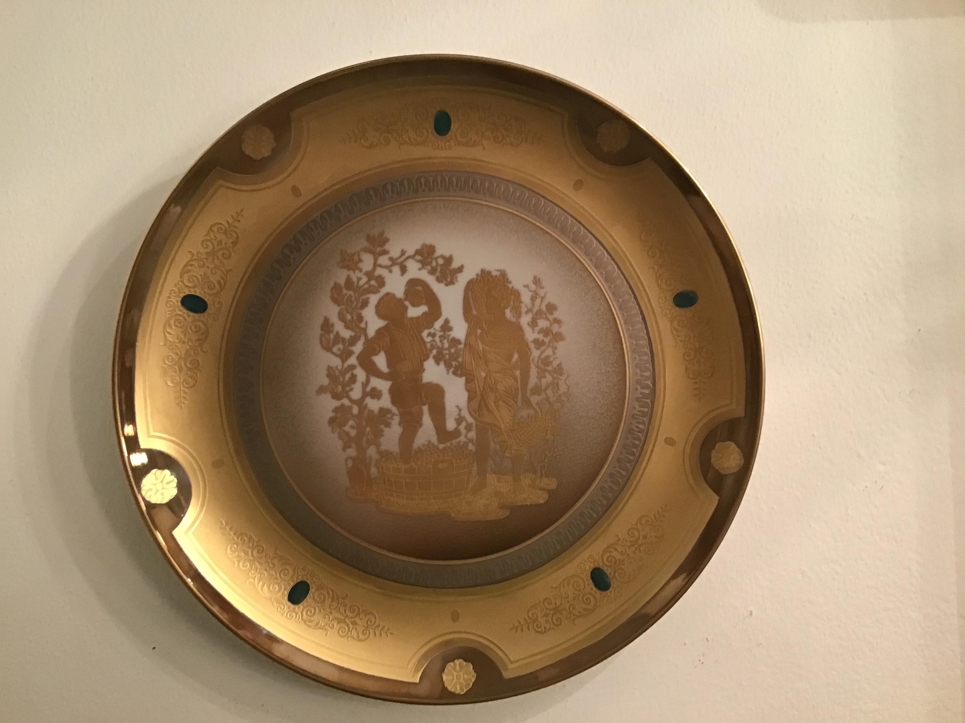 Morbelli Porcelain Wall Plate Gold “ Autunno”, 1960, Italy For Sale 2