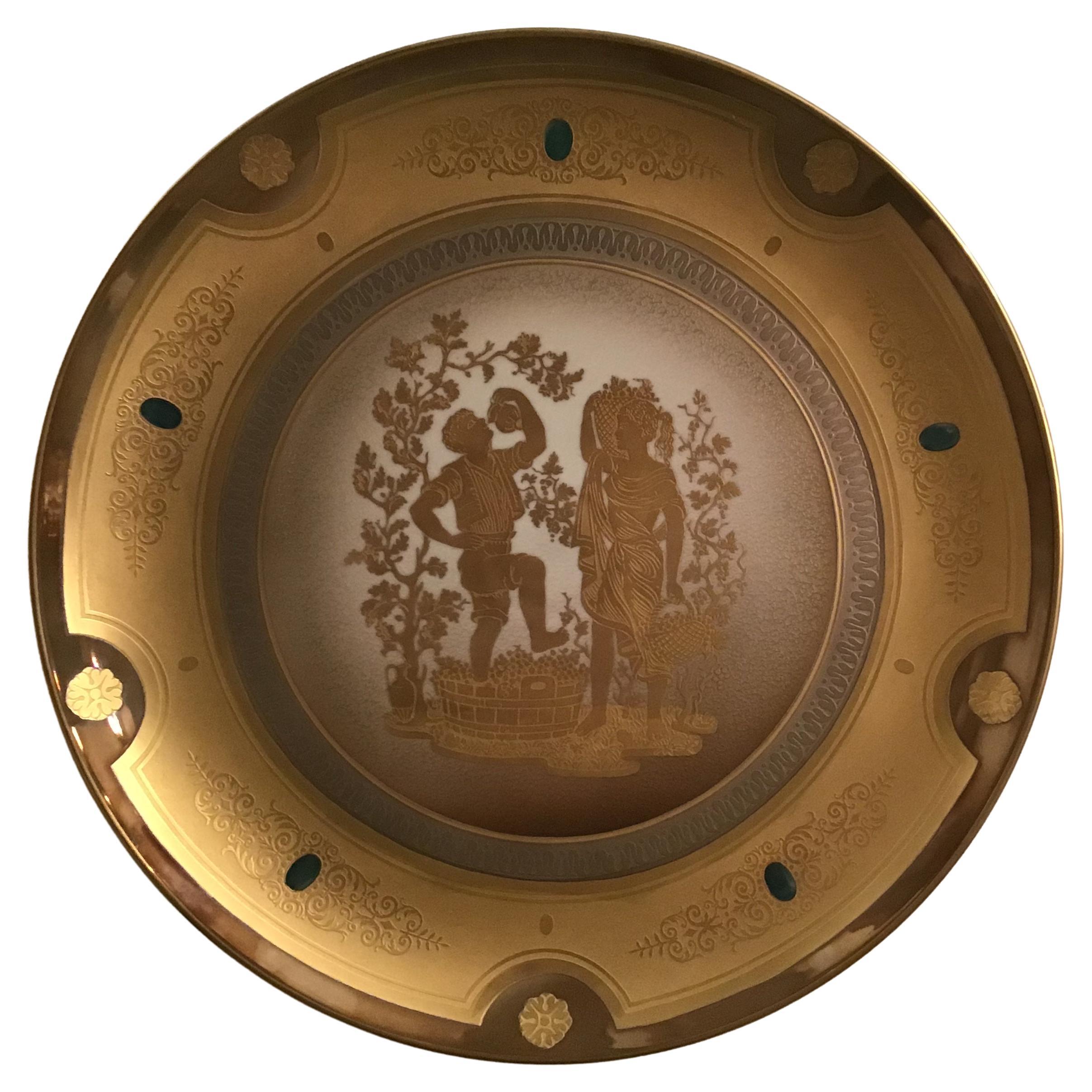 Morbelli Porcelain Wall Plate Gold “ Autunno”, 1960, Italy For Sale