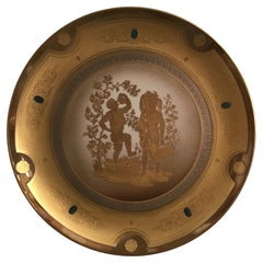 Morbelli Porcelain Wall Plate Gold “ Autunno”, 1960, Italy